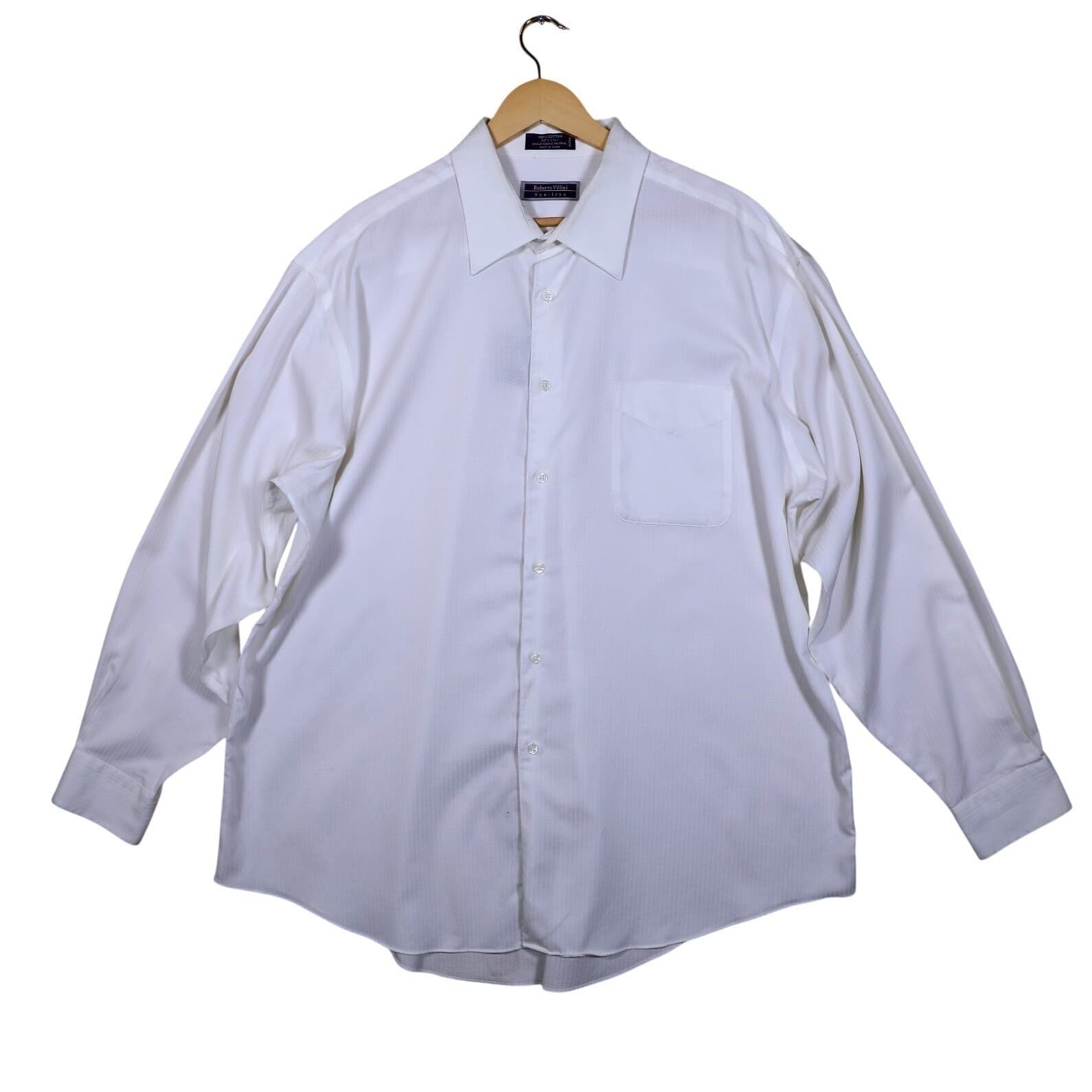 Roberto Villini Mens XXL 18 34-35 Non Iron 100% Cotton Dress Shirt
