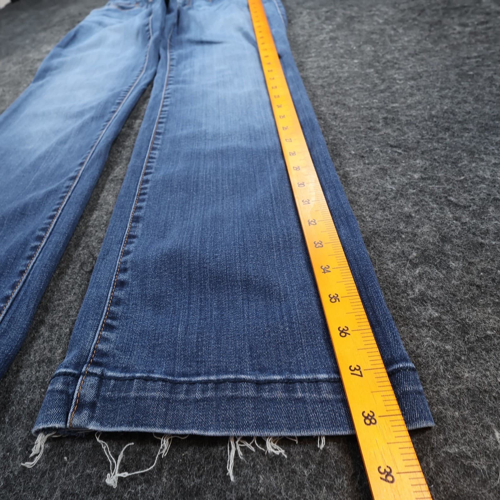 Eddie Bauer Jeans Womens 2 Blue Cotton Blend Straight Leg Raw Hem Casual Stretch - Thumbnail 3