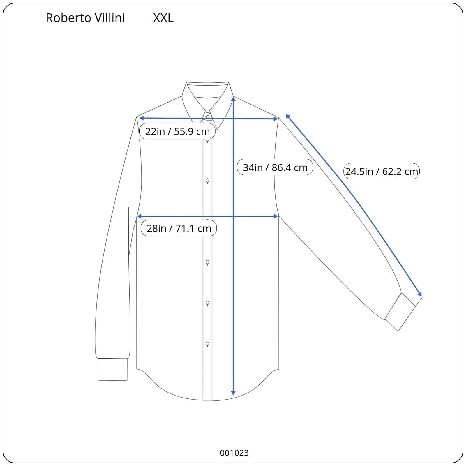 Roberto Villini Mens XXL 18 34-35 Non Iron 100% Cotton Dress Shirt - Thumbnail 8