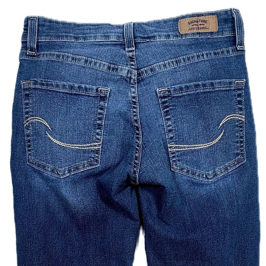 Levi Strauss Co Signature Modern Slim Cuffed Womens Jeans Dark Wash Size 4 - Thumbnail 4