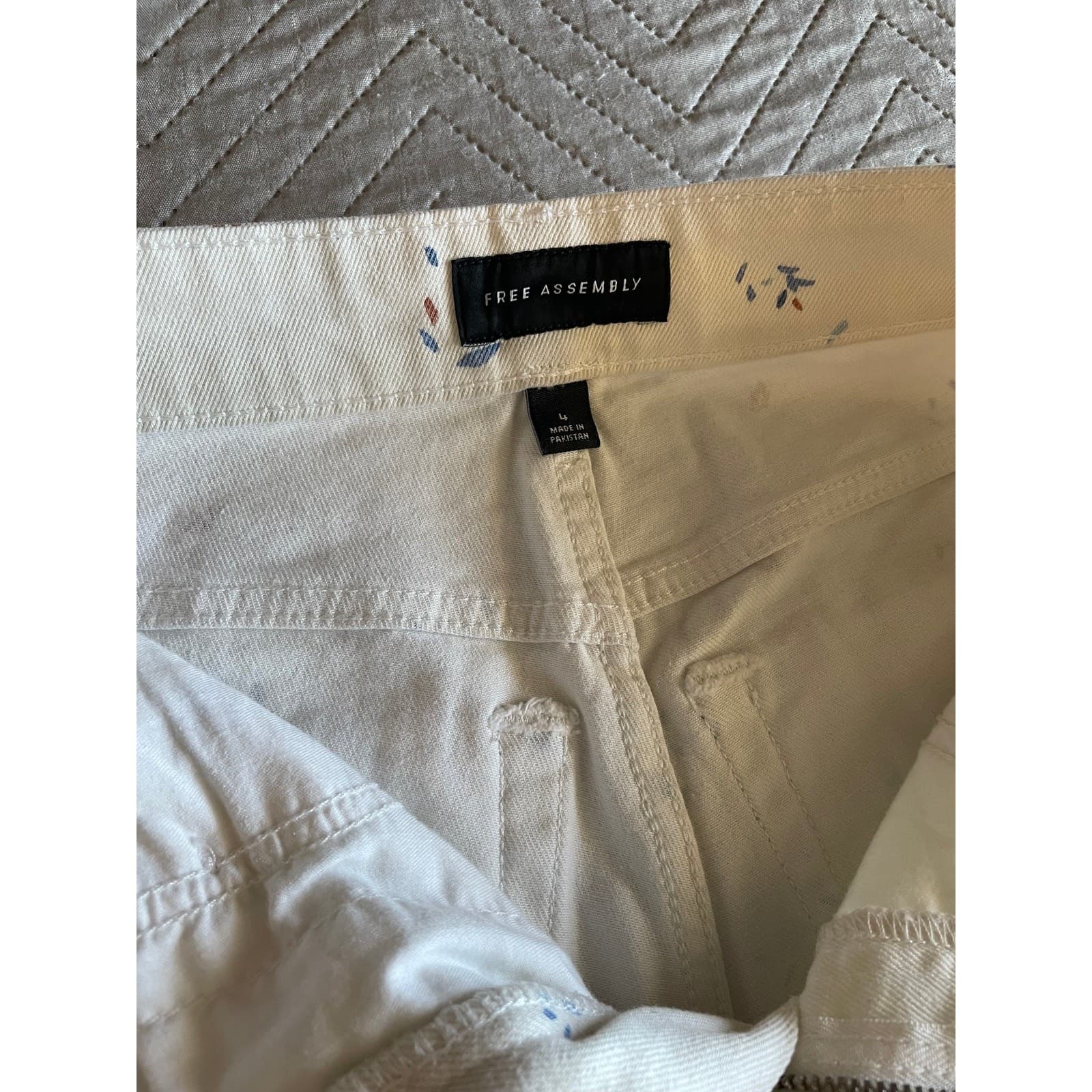 Free Assembly Womens Blue Floral White Jeans Size 4 - Thumbnail 5