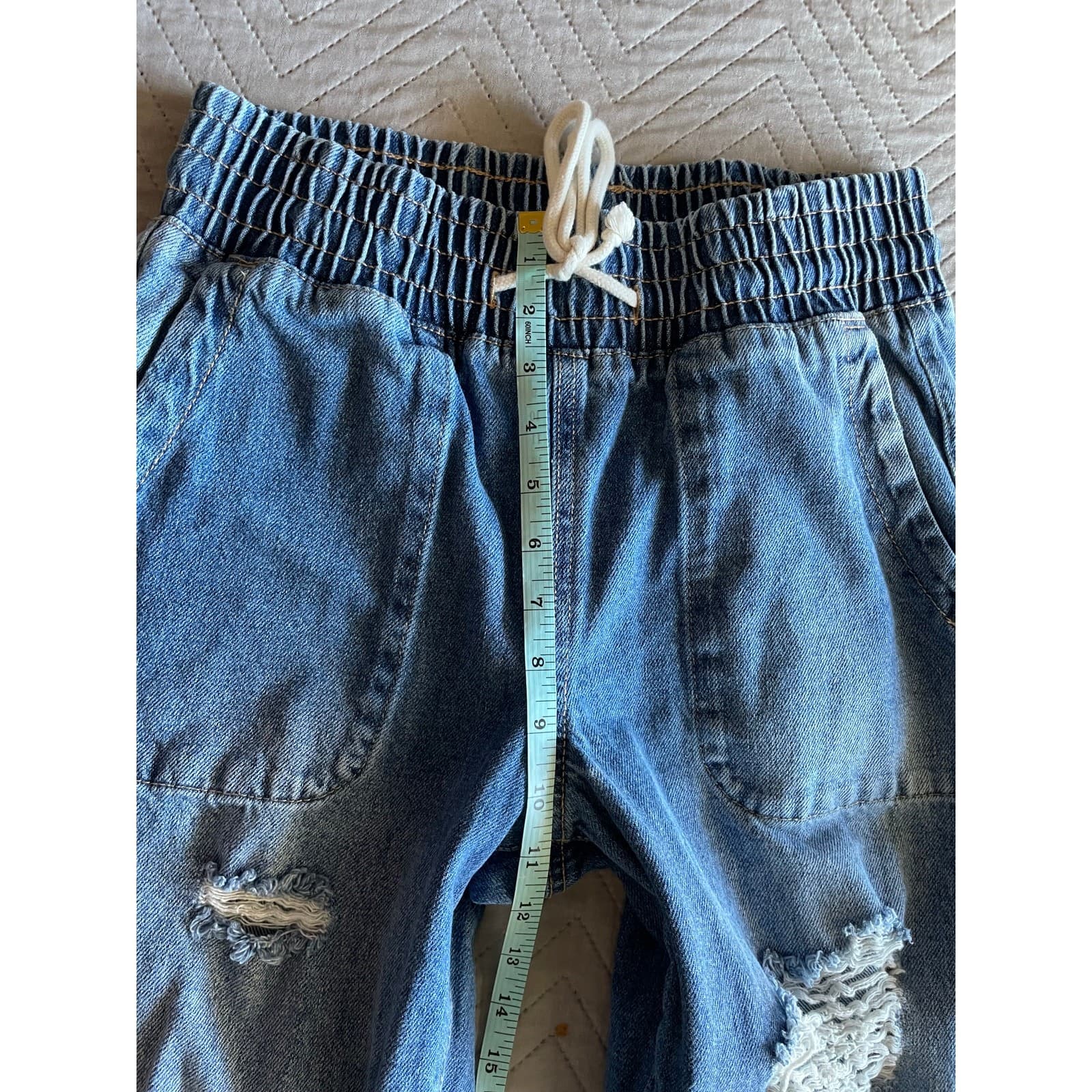 Celebrity Pink Jogger Jeans Women Small Blue Excellent Distressed Elastic Waist - Thumbnail 9
