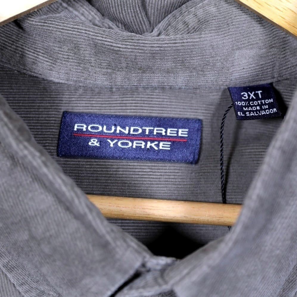 Roundtree & Yorke Mens Gray Corduroy Button Down Shirt 3XL Long Sleeve Casual - Thumbnail 7