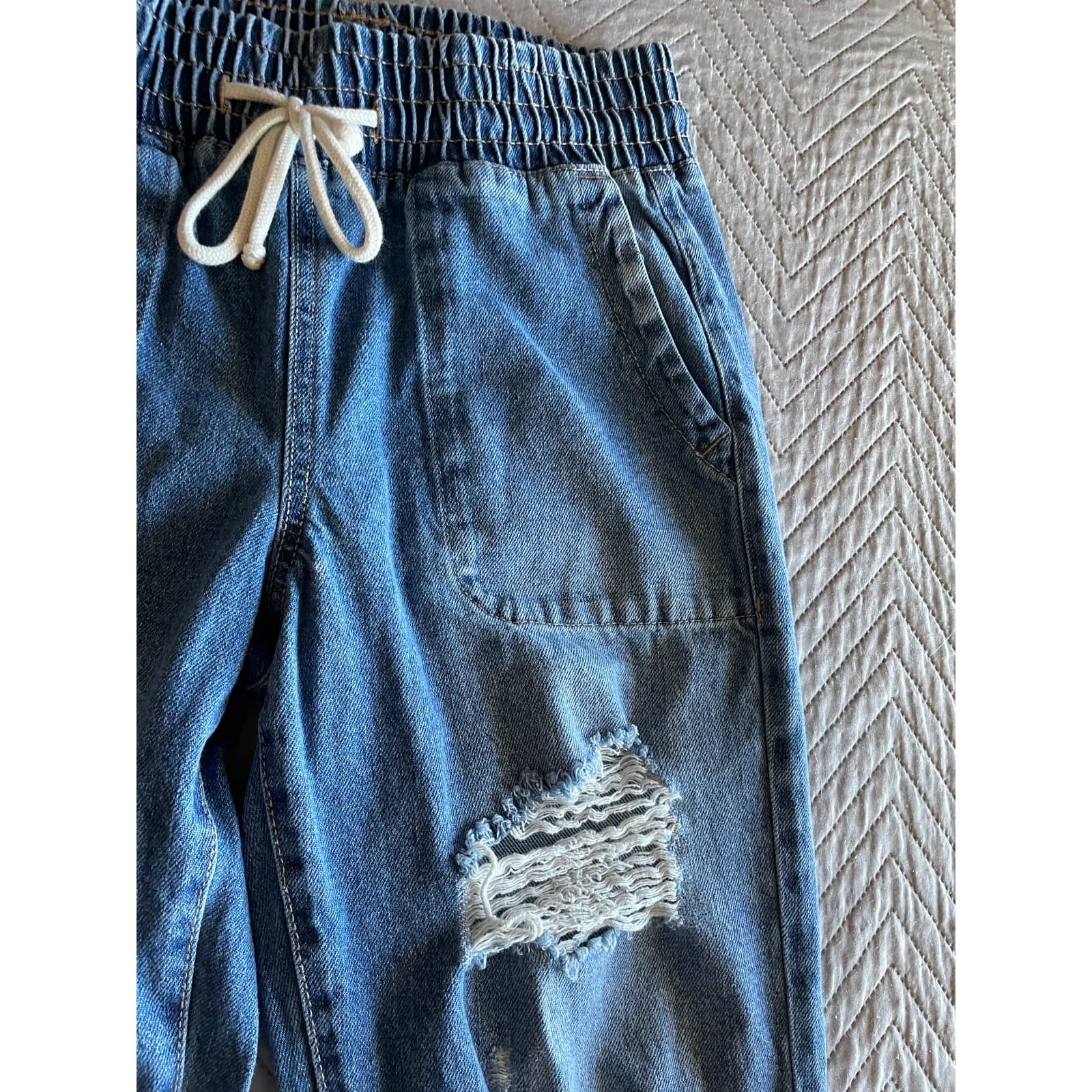 Celebrity Pink Jogger Jeans Women Small Blue Excellent Distressed Elastic Waist - Thumbnail 5