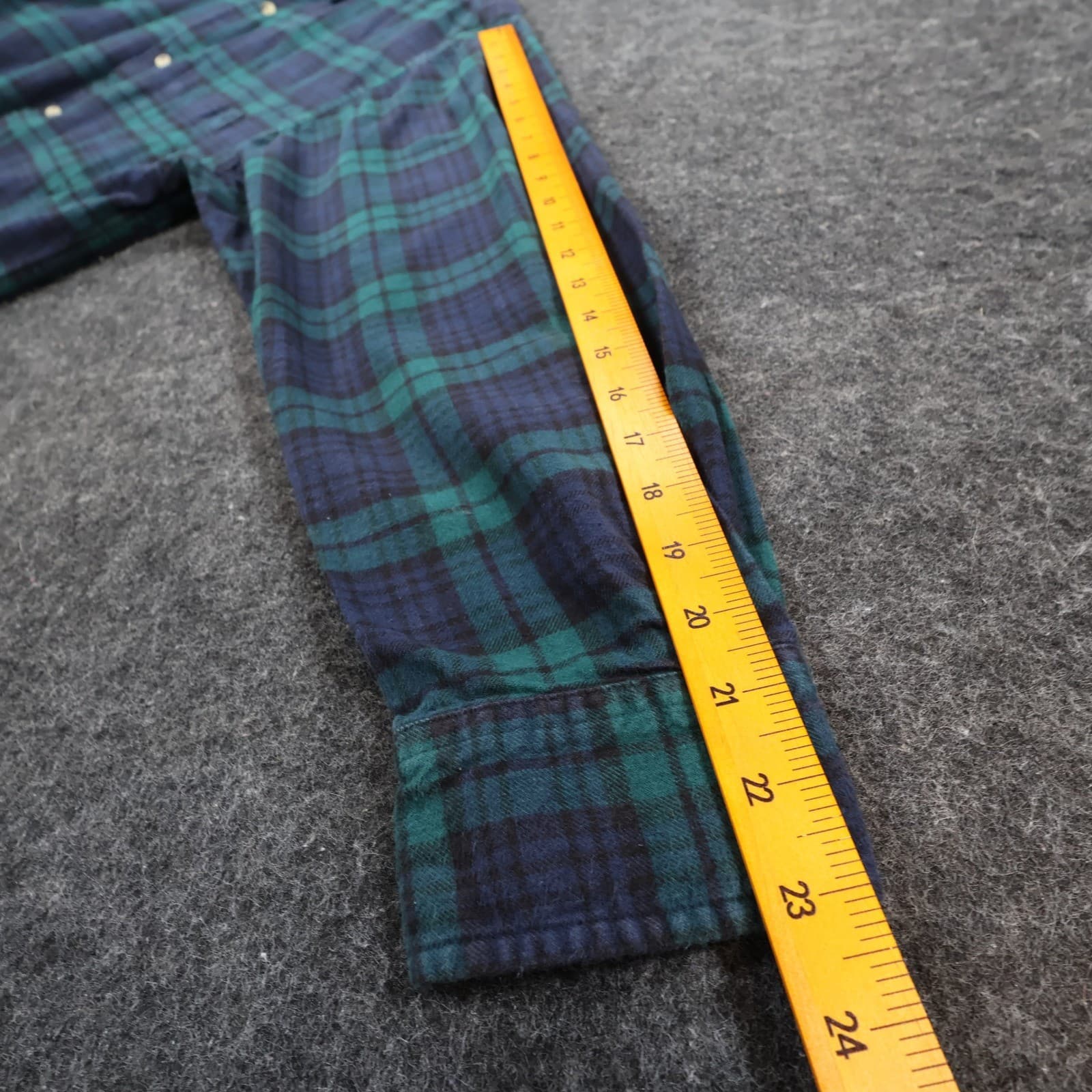 Woodland Trail Flannel Shirt Mens Large Green Blue Cotton Plaid Button Down - Thumbnail 4