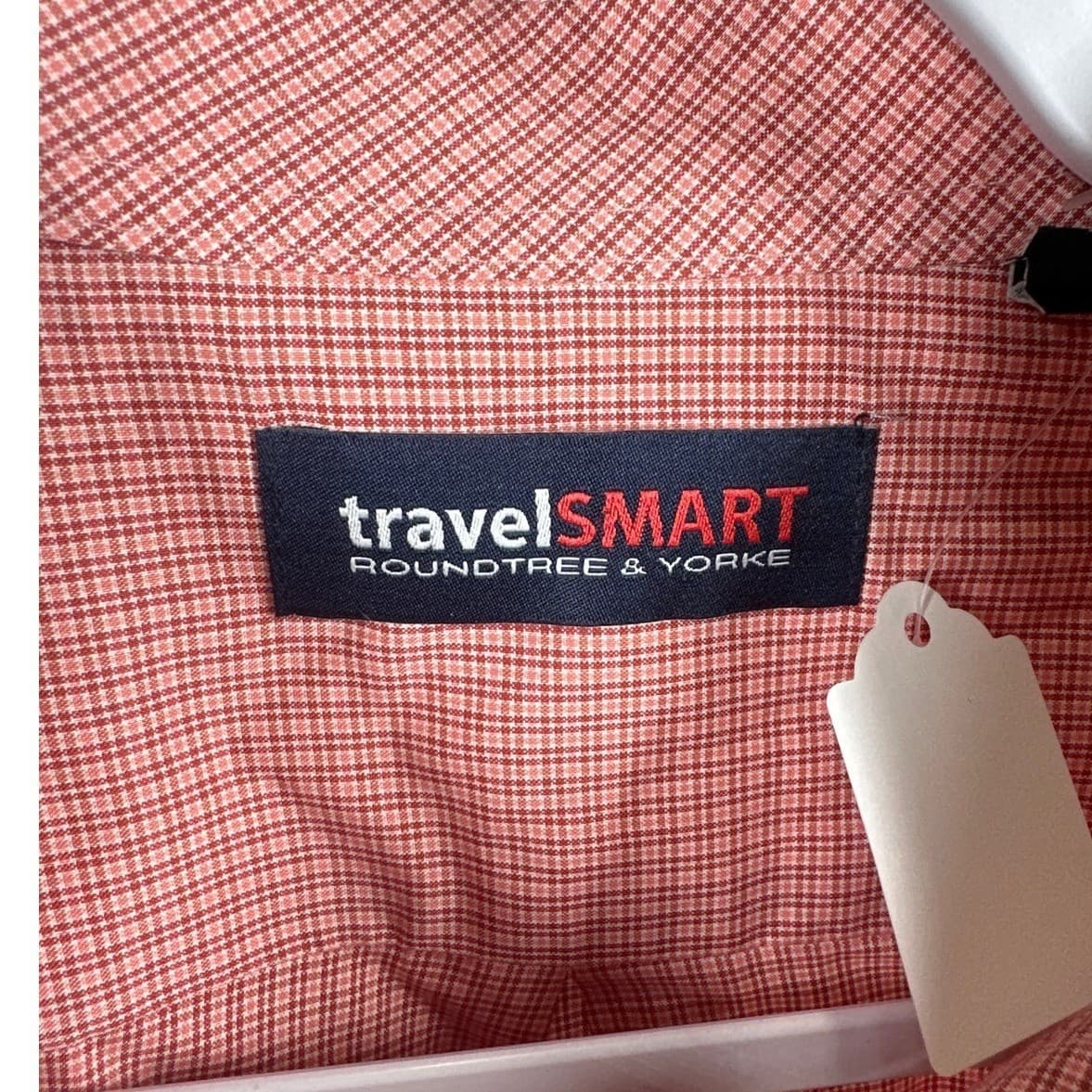 Roundtree & Yorke Button Down Shirt Mens 2XL Red Micro Check TravelSmart - Thumbnail 3