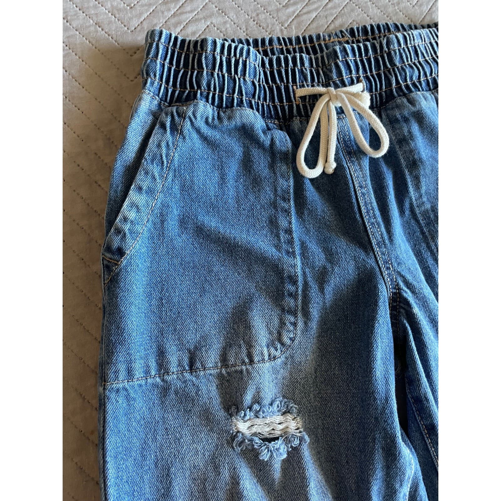 Celebrity Pink Jogger Jeans Women Small Blue Excellent Distressed Elastic Waist - Thumbnail 4