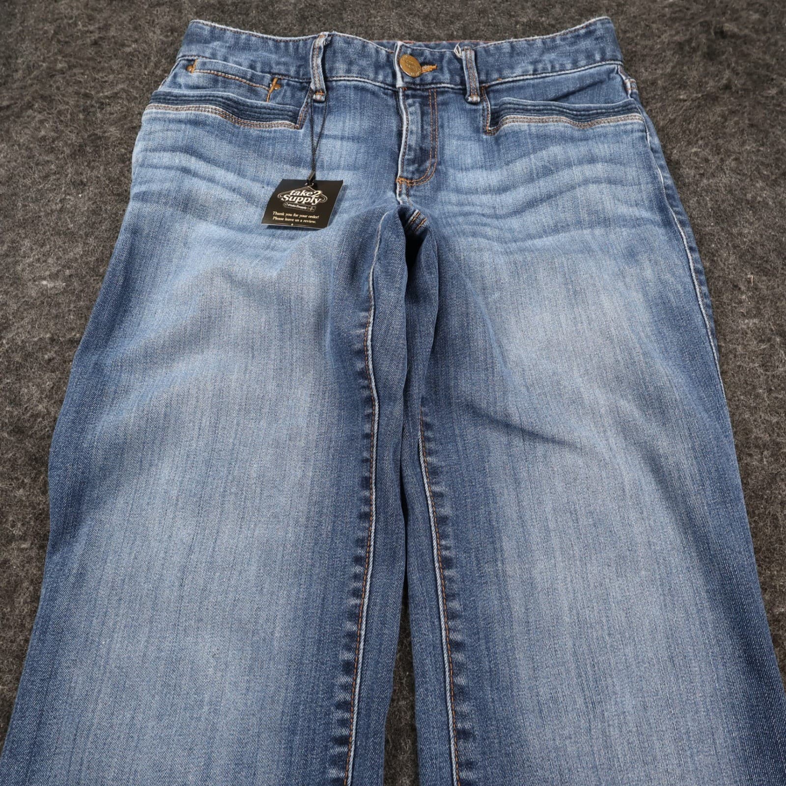 Eddie Bauer Jeans Womens 2 Blue Cotton Blend Straight Leg Raw Hem Casual Stretch - Thumbnail 9