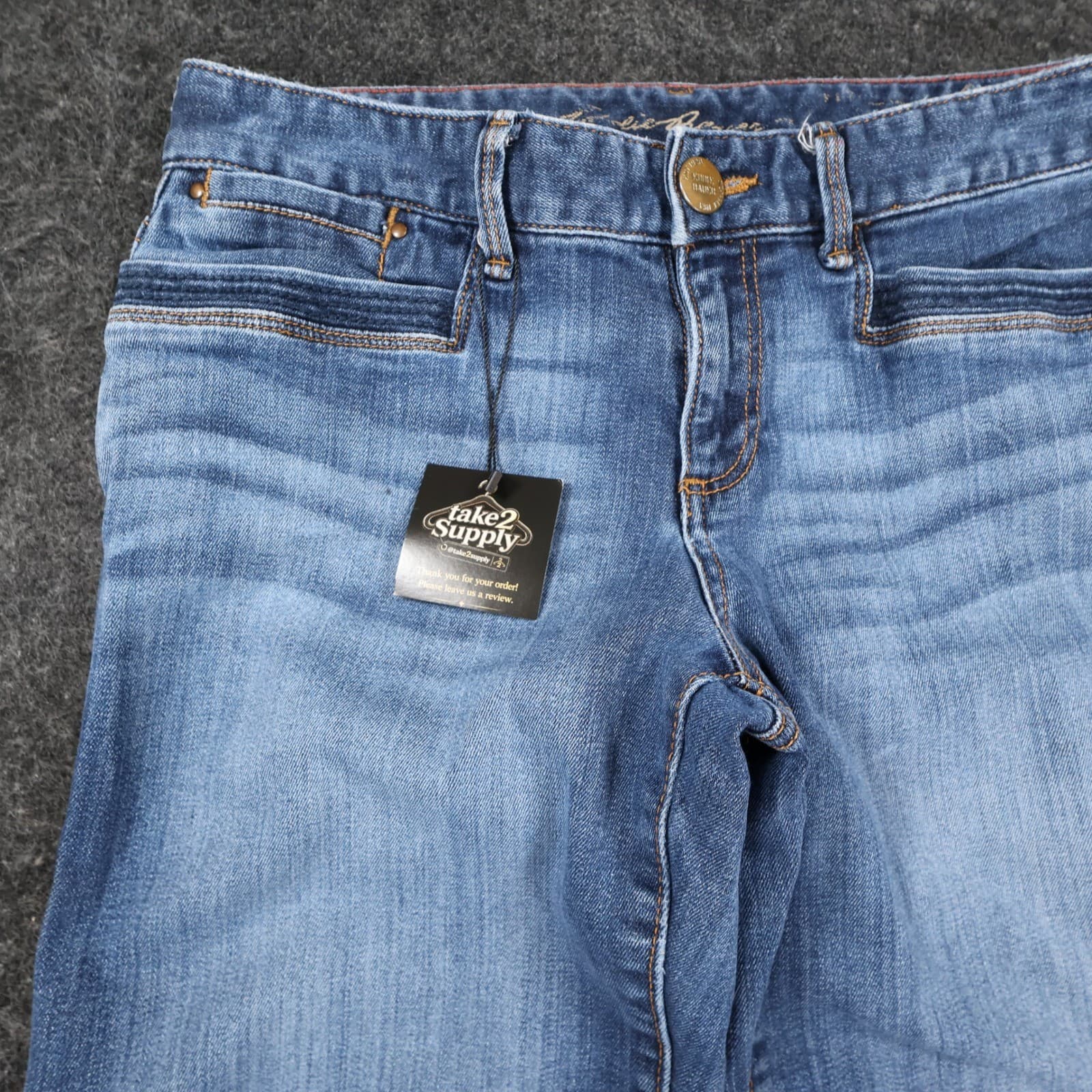 Eddie Bauer Jeans Womens 2 Blue Cotton Blend Straight Leg Raw Hem Casual Stretch - Thumbnail 11