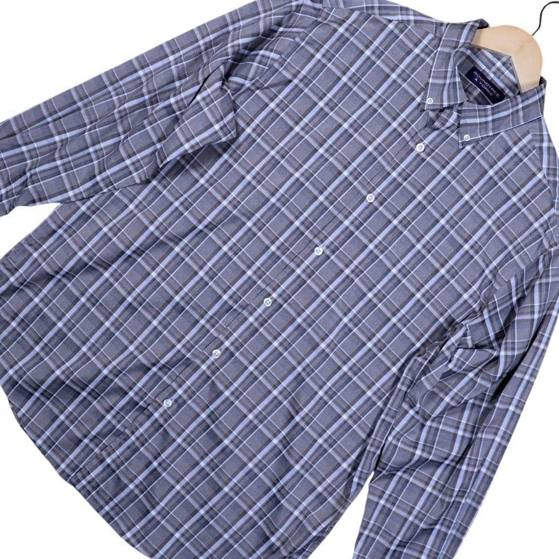 Roundtree Yorke Mens Long Sleeve Button Down Plaid Shirt Size Large - Thumbnail 3