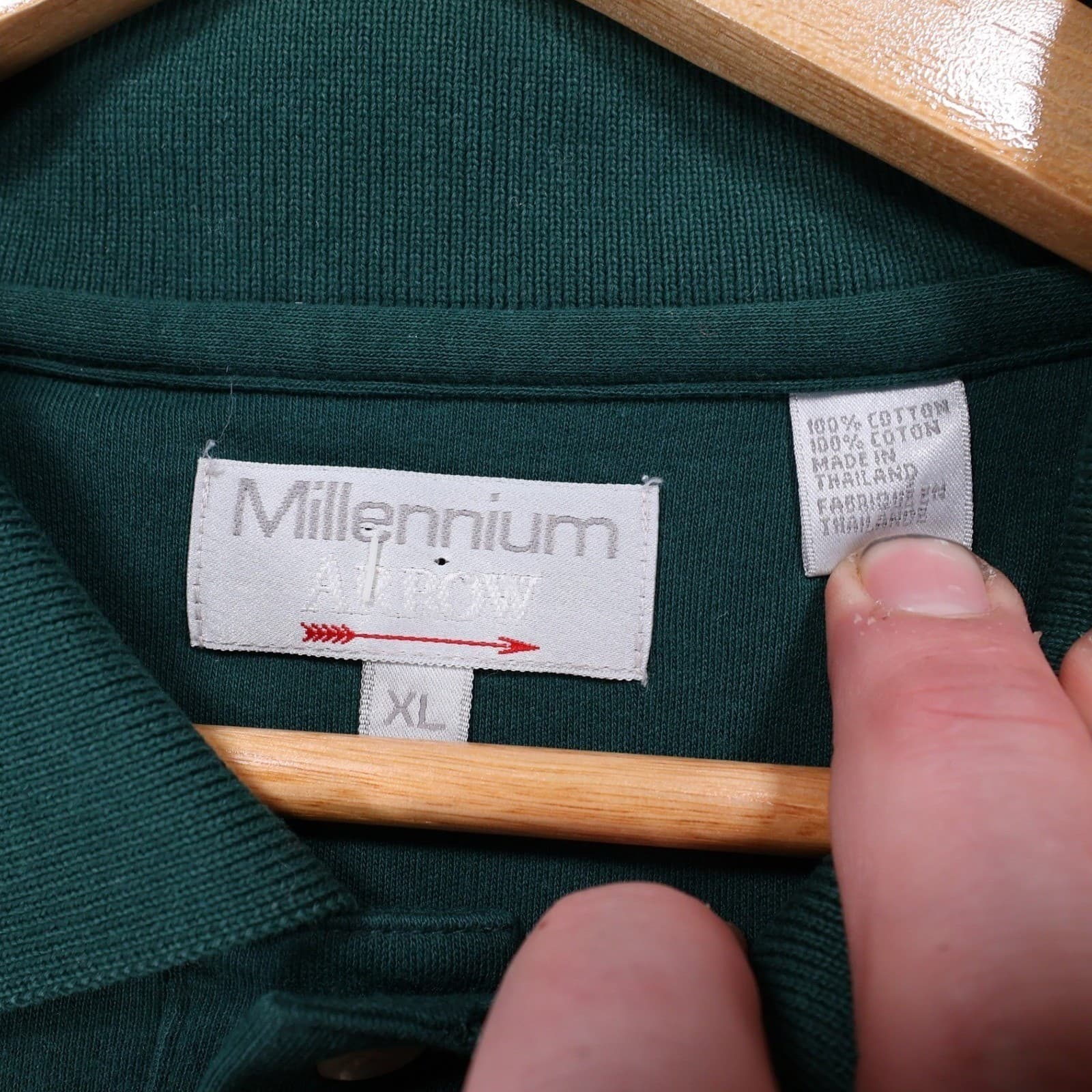 Millennium Arrow Polo Mens XL Green Excellent Vintage Short Sleeve Cotton - Thumbnail 7