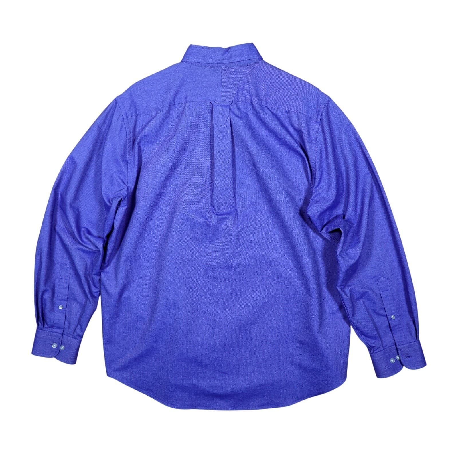 Lands End Hyde Park Mens Long Sleeve Button Down Shirt Blue Size L - Thumbnail 2
