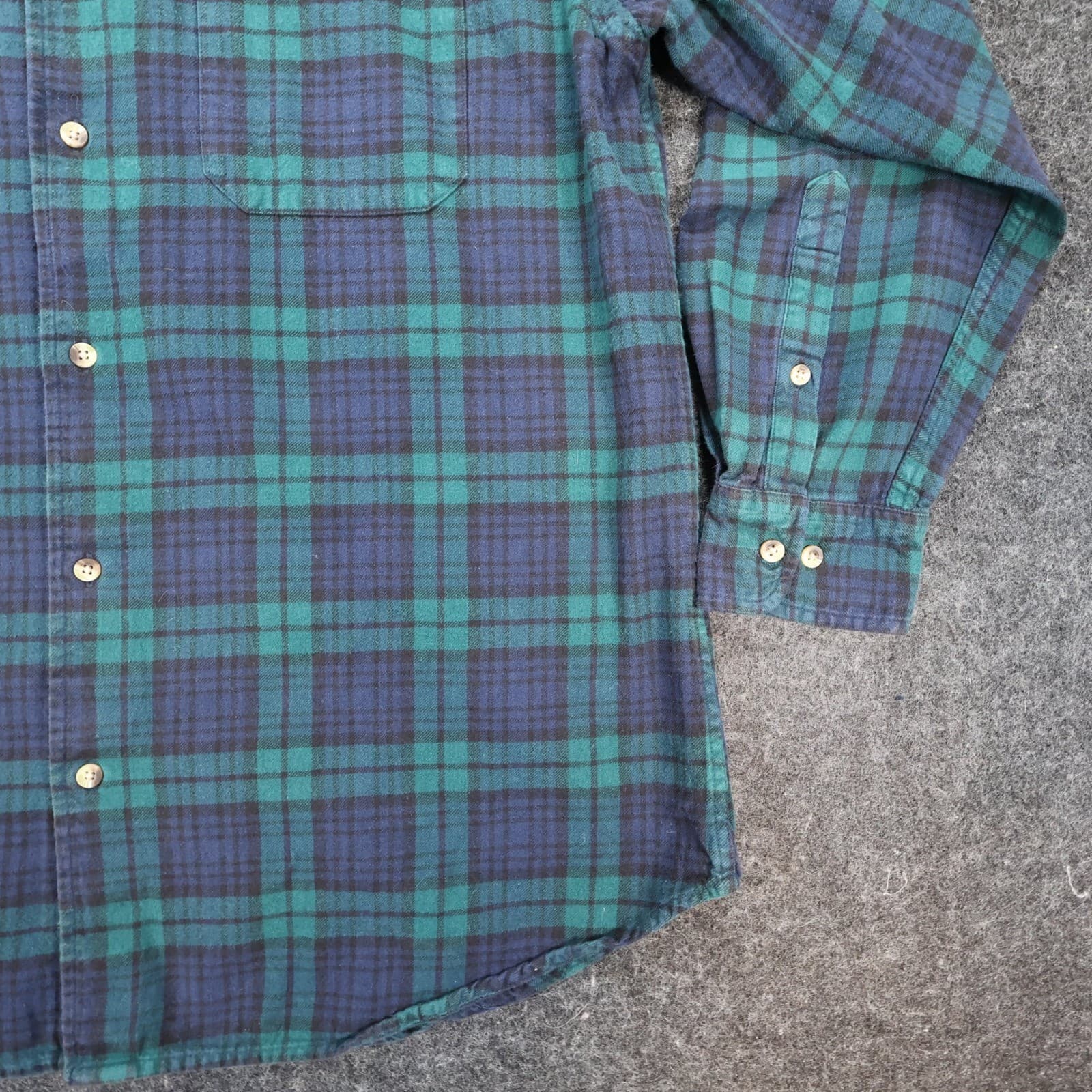 Woodland Trail Flannel Shirt Mens Large Green Blue Cotton Plaid Button Down - Thumbnail 10