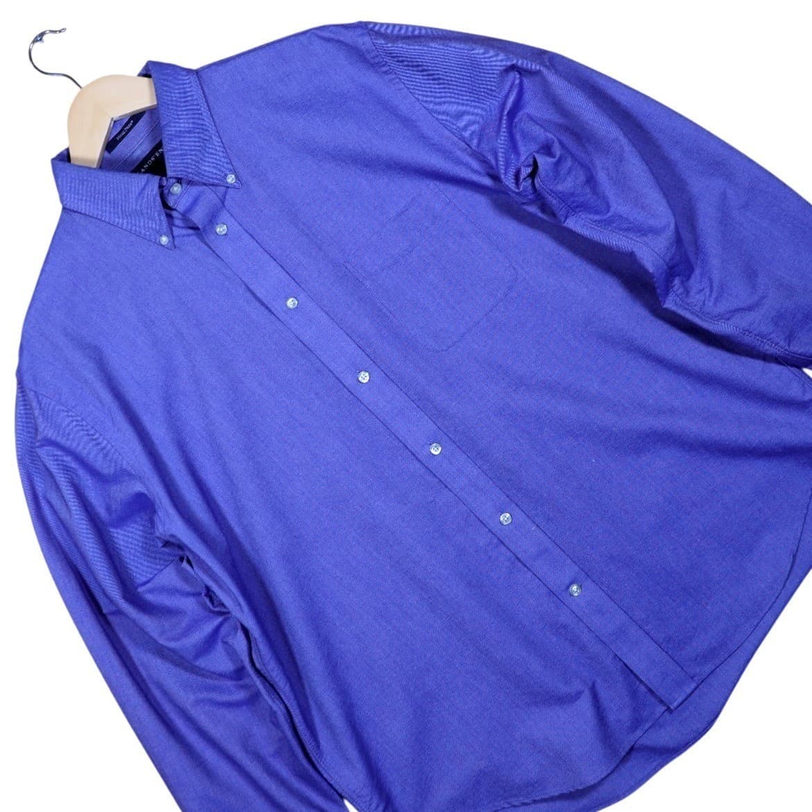 Lands End Hyde Park Mens Long Sleeve Button Down Shirt Blue Size L - Thumbnail 3