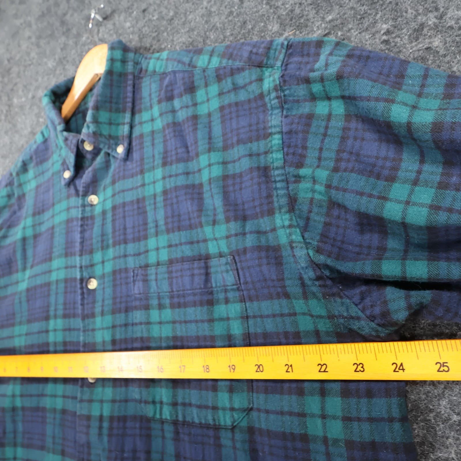 Woodland Trail Flannel Shirt Mens Large Green Blue Cotton Plaid Button Down - Thumbnail 3