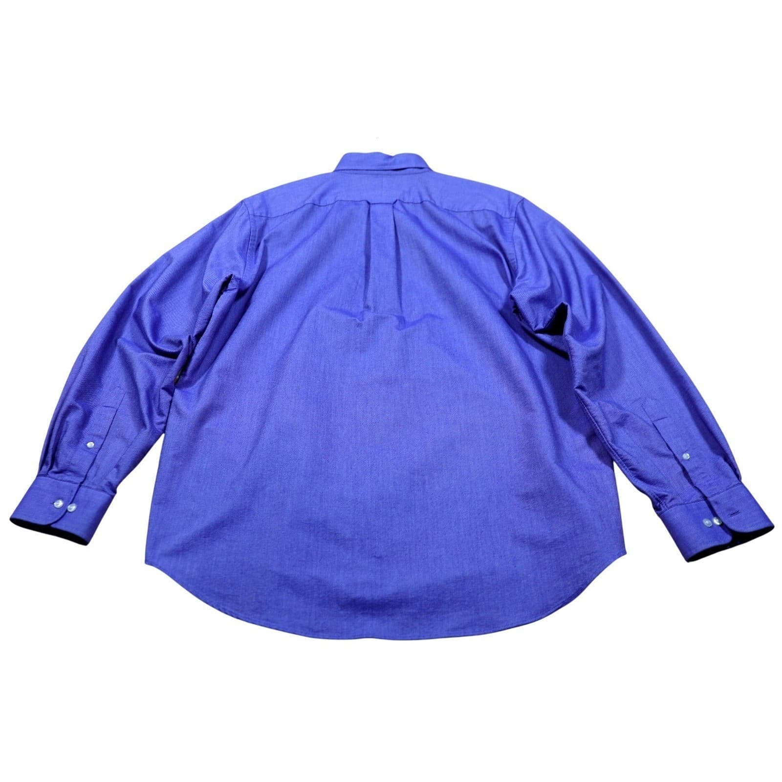 Lands End Hyde Park Mens Long Sleeve Button Down Shirt Blue Size L - Thumbnail 6