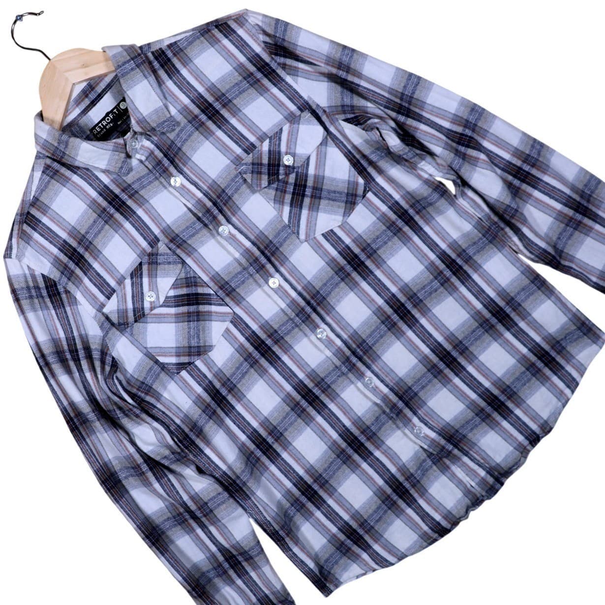 RETROFIT BRAND MFG Mens Plaid Long Sleeve Button Up Shirt Size S - Thumbnail 3