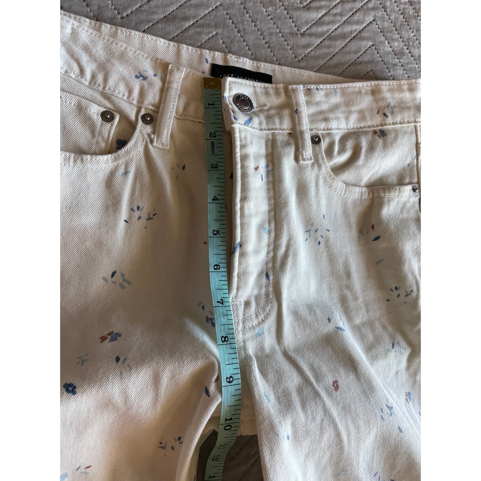 Free Assembly Womens Blue Floral White Jeans Size 4 - Thumbnail 8