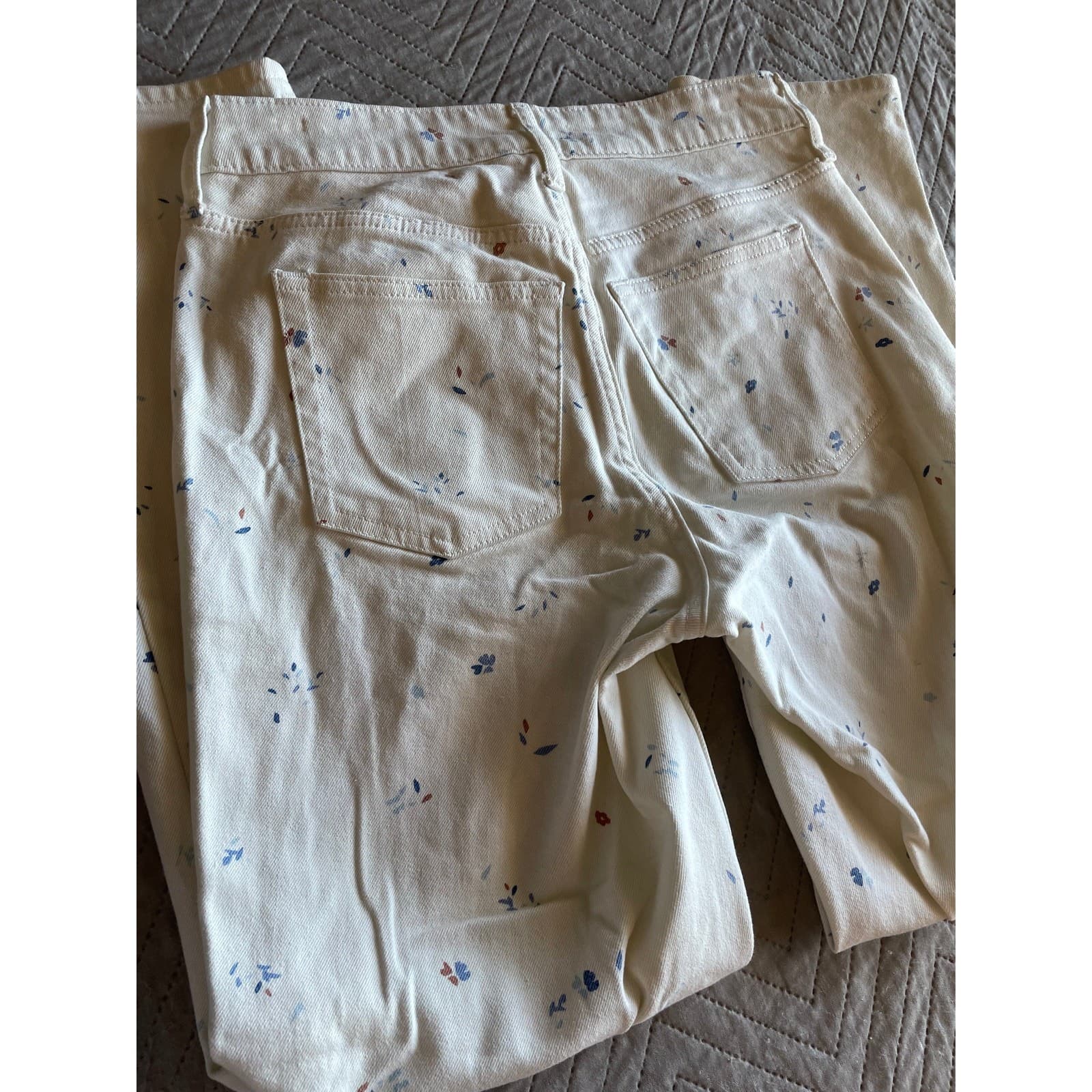 Free Assembly Womens Blue Floral White Jeans Size 4 - Thumbnail 10