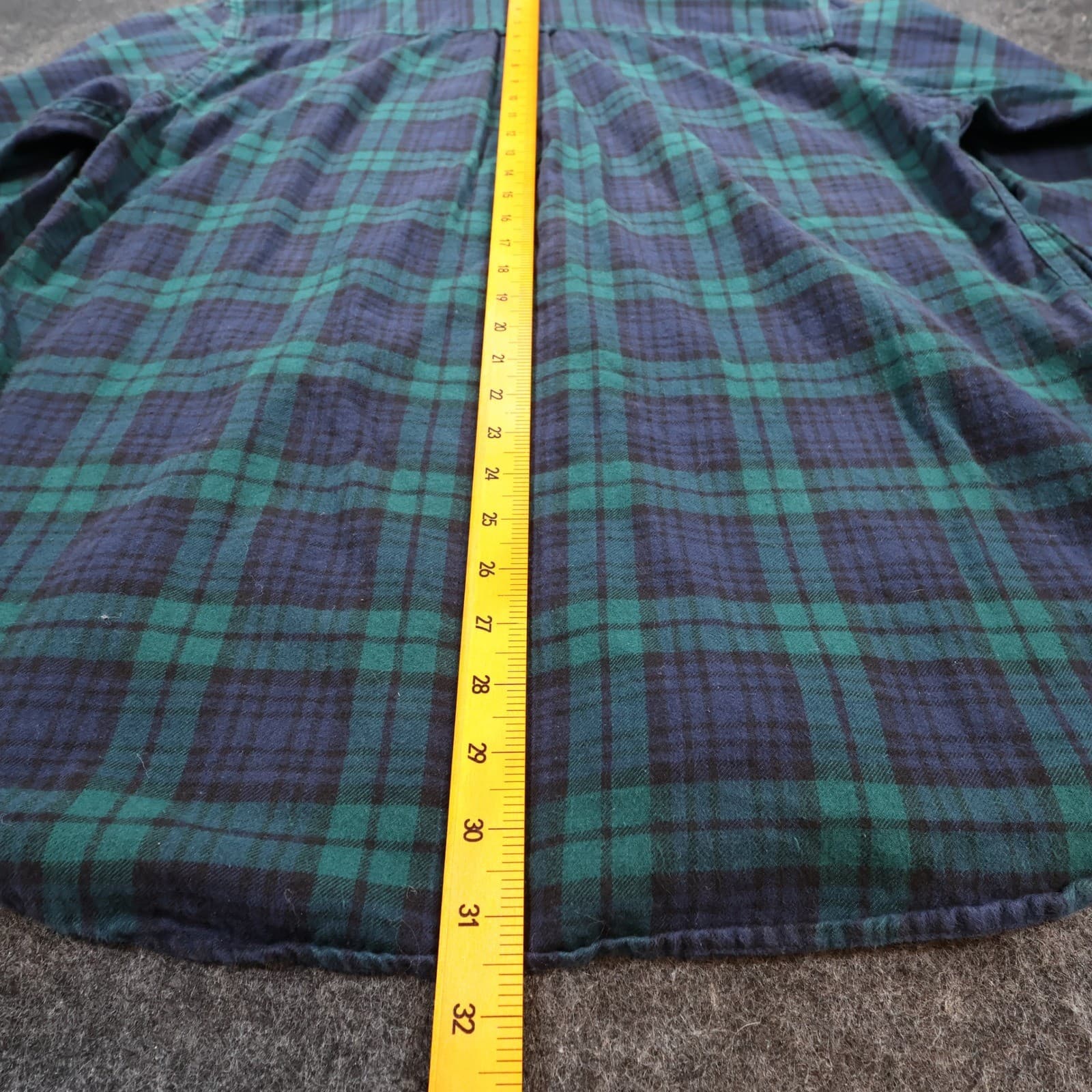 Woodland Trail Flannel Shirt Mens Large Green Blue Cotton Plaid Button Down - Thumbnail 5