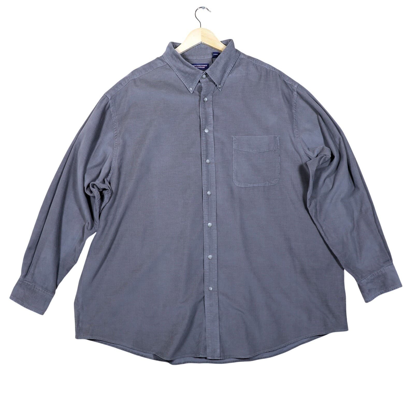 Roundtree & Yorke Mens Gray Corduroy Button Down Shirt 3XL Long Sleeve Casual
