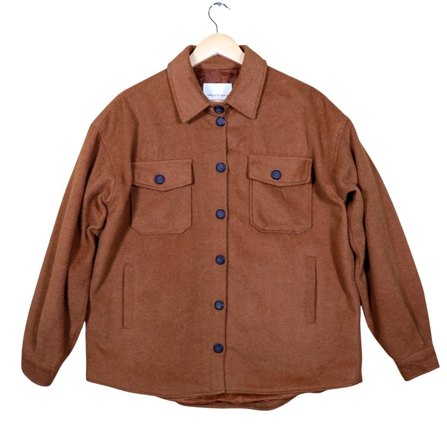 Thread Supply Men's Wool Blend Shacket Oversized Button Up Shirt Jacket Size M