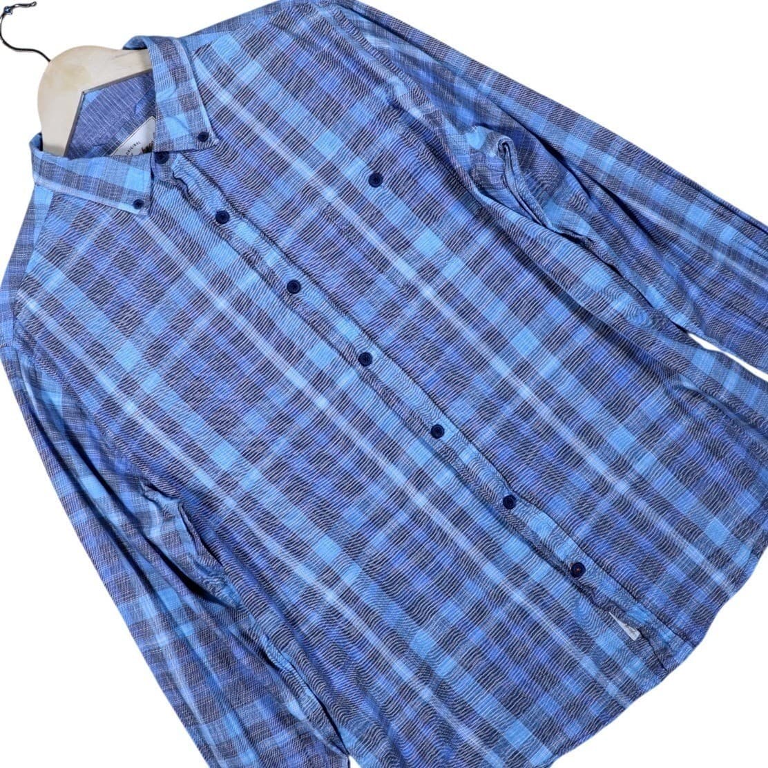 Weatherproof Vintage Mens Blue Plaid Long Sleeve Button Up Shirt Size Large - Thumbnail 3