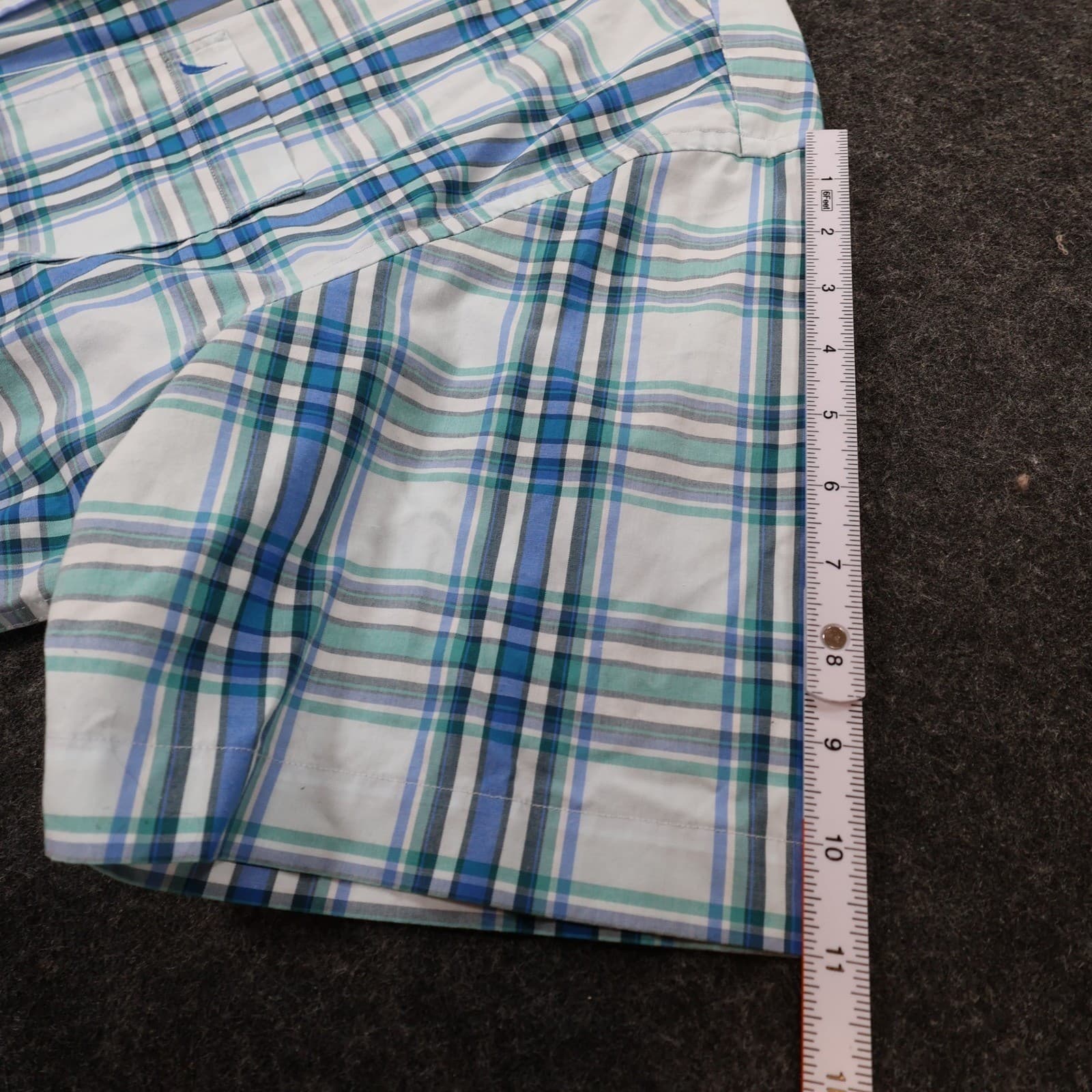 Nautica Button Down Shirt Mens XXL Blue Plaid Excellent Wrinkle Resistant SS - Thumbnail 4