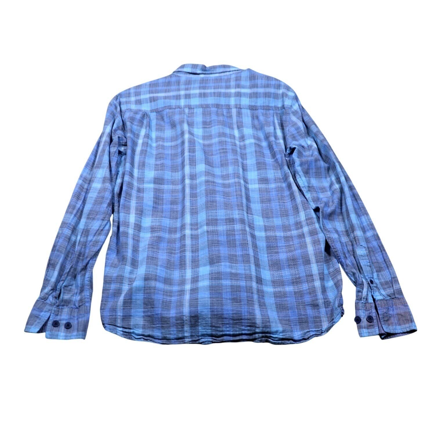 Weatherproof Vintage Mens Blue Plaid Long Sleeve Button Up Shirt Size Large - Thumbnail 6