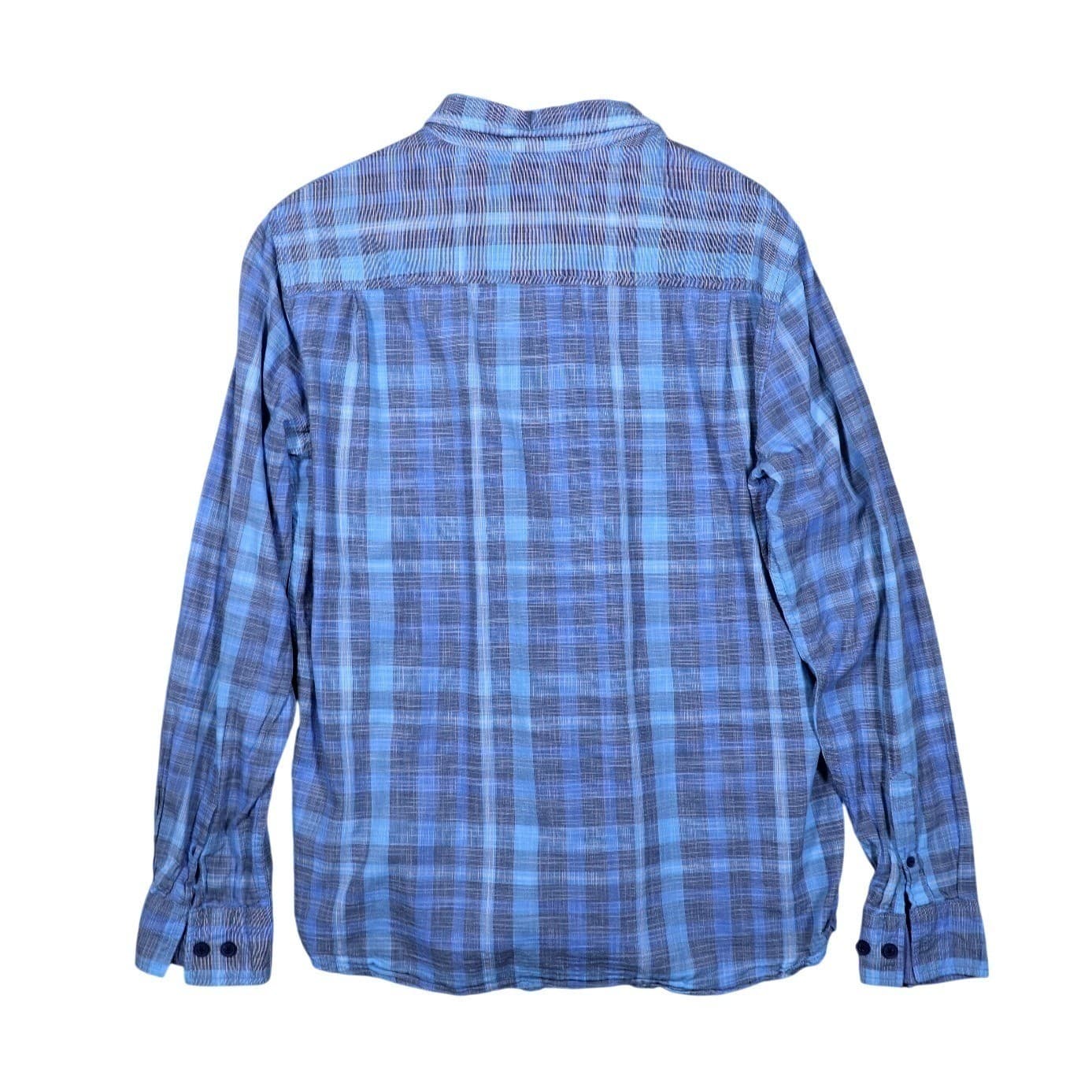 Weatherproof Vintage Mens Blue Plaid Long Sleeve Button Up Shirt Size Large - Thumbnail 2