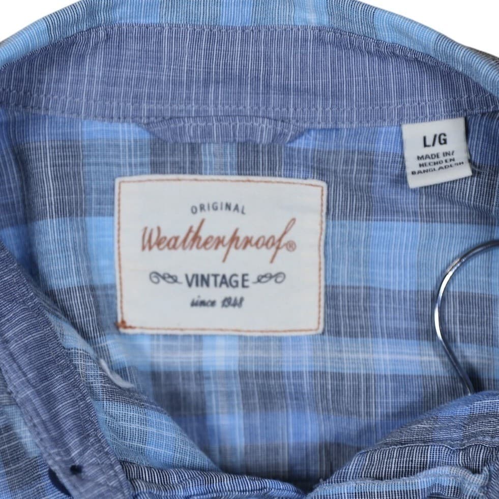 Weatherproof Vintage Mens Blue Plaid Long Sleeve Button Up Shirt Size Large - Thumbnail 7