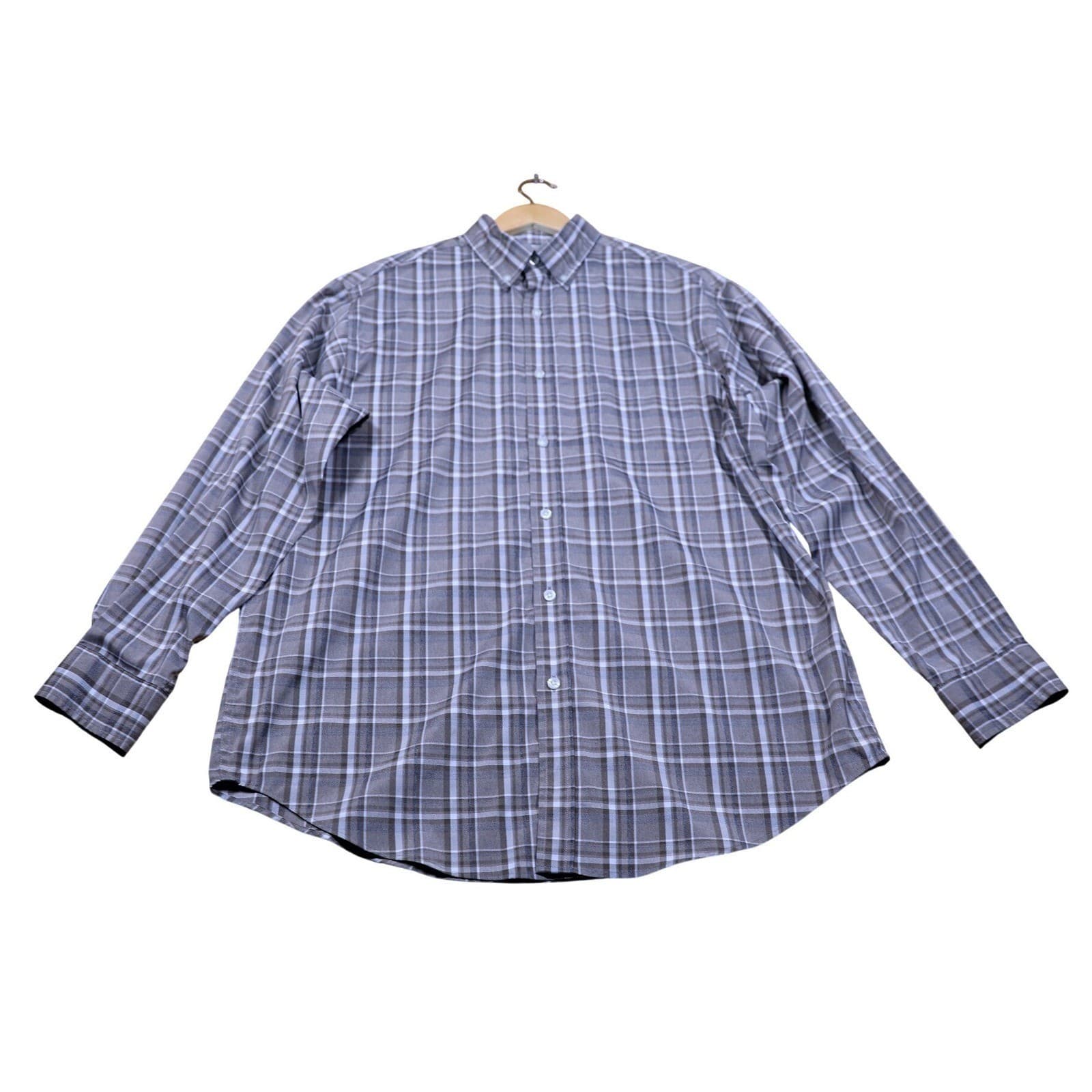 Roundtree Yorke Mens Long Sleeve Button Down Plaid Shirt Size Large - Thumbnail 5