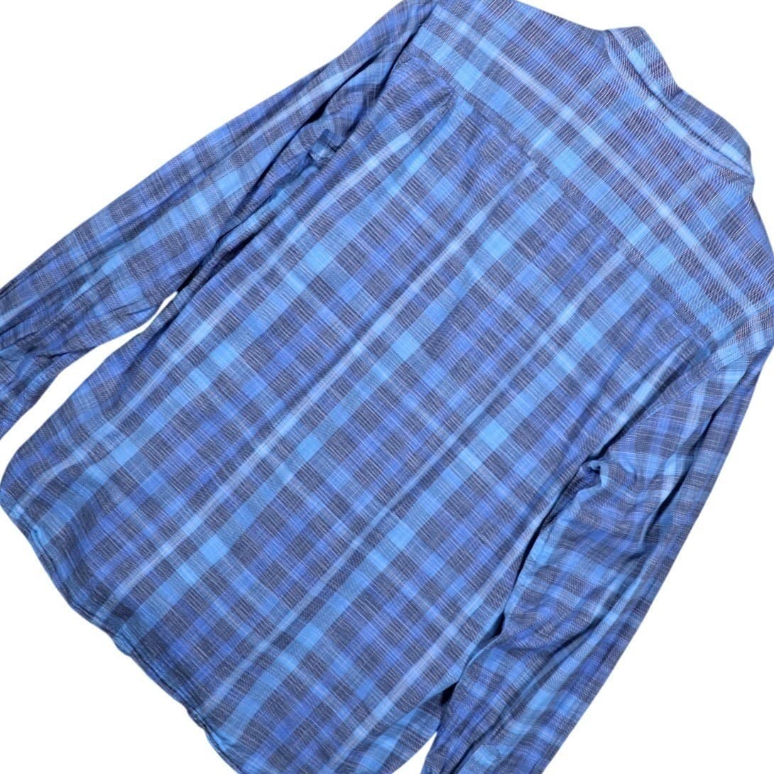 Weatherproof Vintage Mens Blue Plaid Long Sleeve Button Up Shirt Size Large - Thumbnail 4