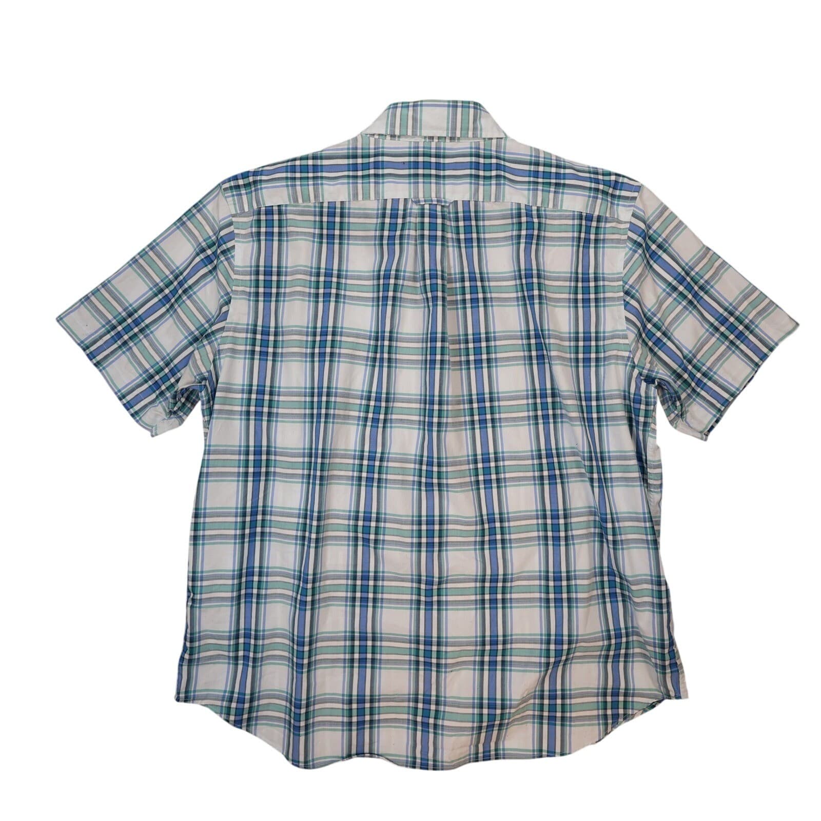 Nautica Button Down Shirt Mens XXL Blue Plaid Excellent Wrinkle Resistant SS - Thumbnail 2