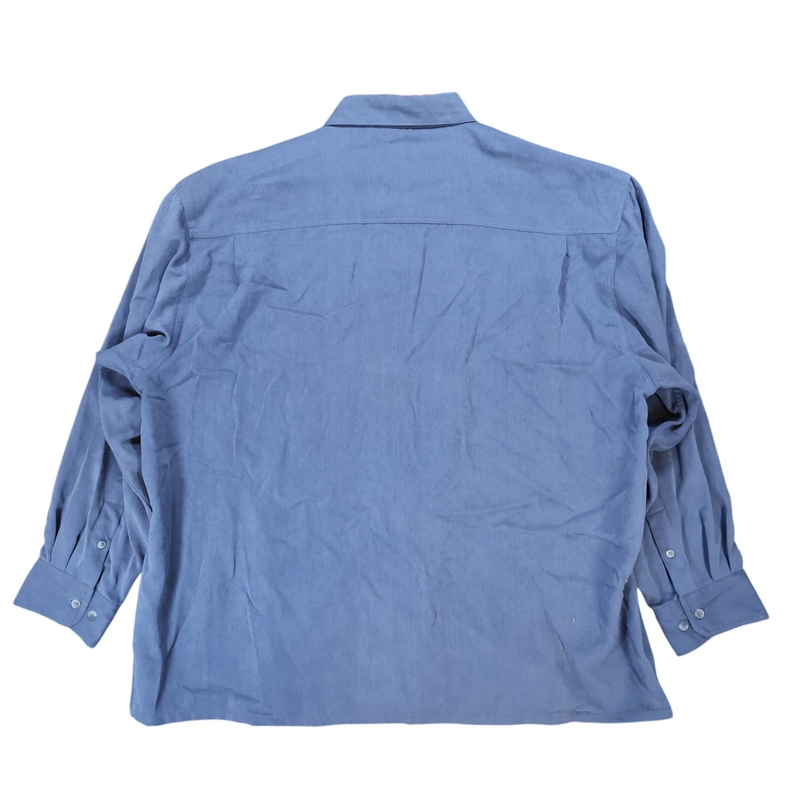 George Button Down Shirt Mens 2XL Blue New Sueded Microfiber Vintage - Thumbnail 2