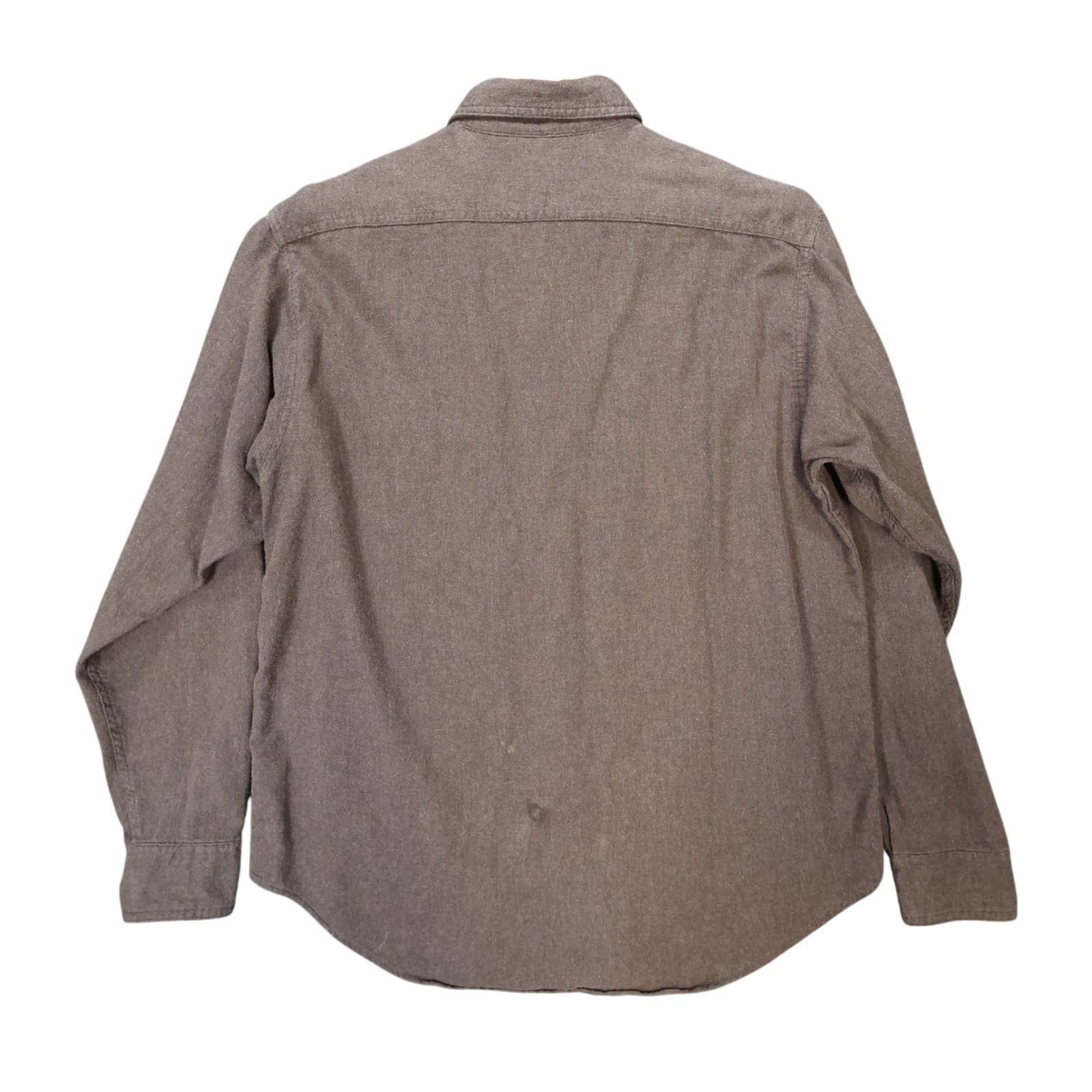 Roundtree & Yorke Button Up Mens Medium Brown Excellent Flannel Twill Shirt - Thumbnail 2