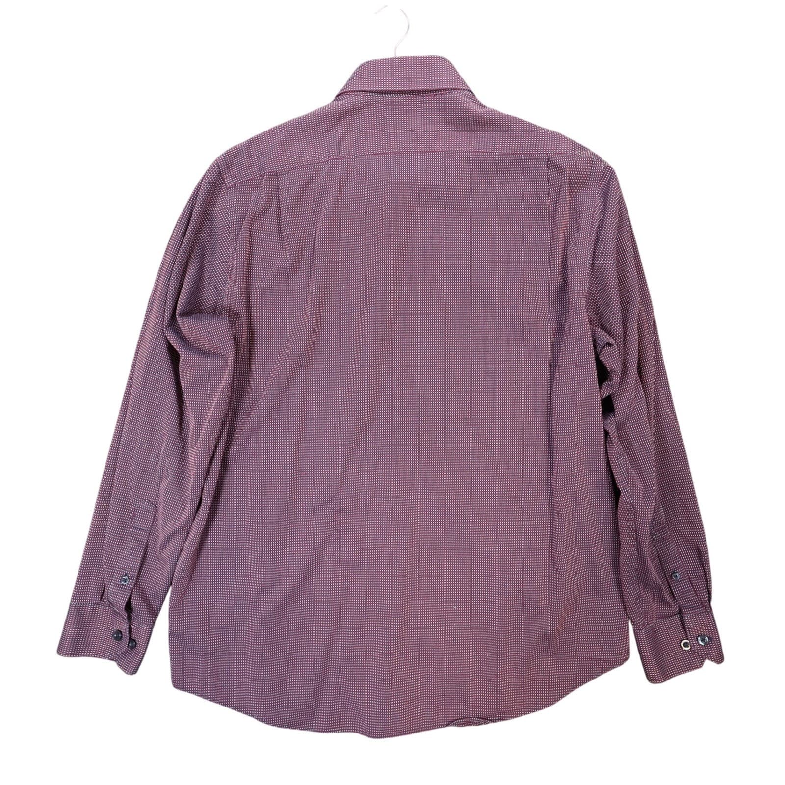 Hart Schaffner Marx Button Up Shirt Mens L Purple Excellent Micro Dot - Thumbnail 2