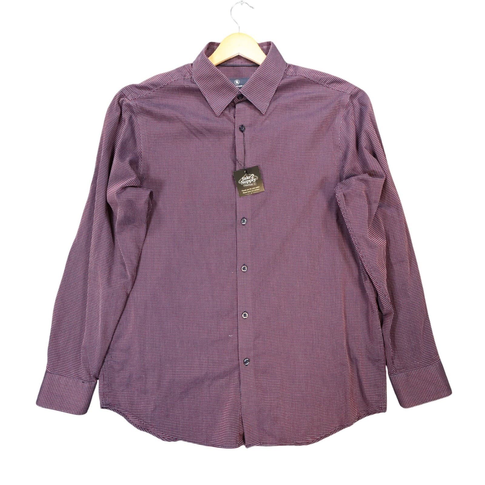 Hart Schaffner Marx Button Up Shirt Mens L Purple Excellent Micro Dot