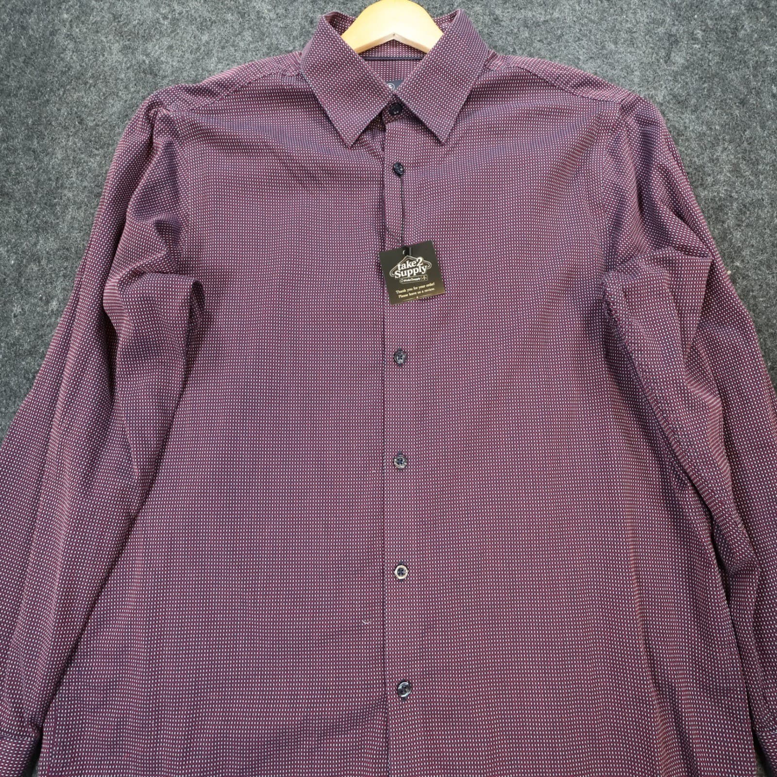 Hart Schaffner Marx Button Up Shirt Mens L Purple Excellent Micro Dot - Thumbnail 9