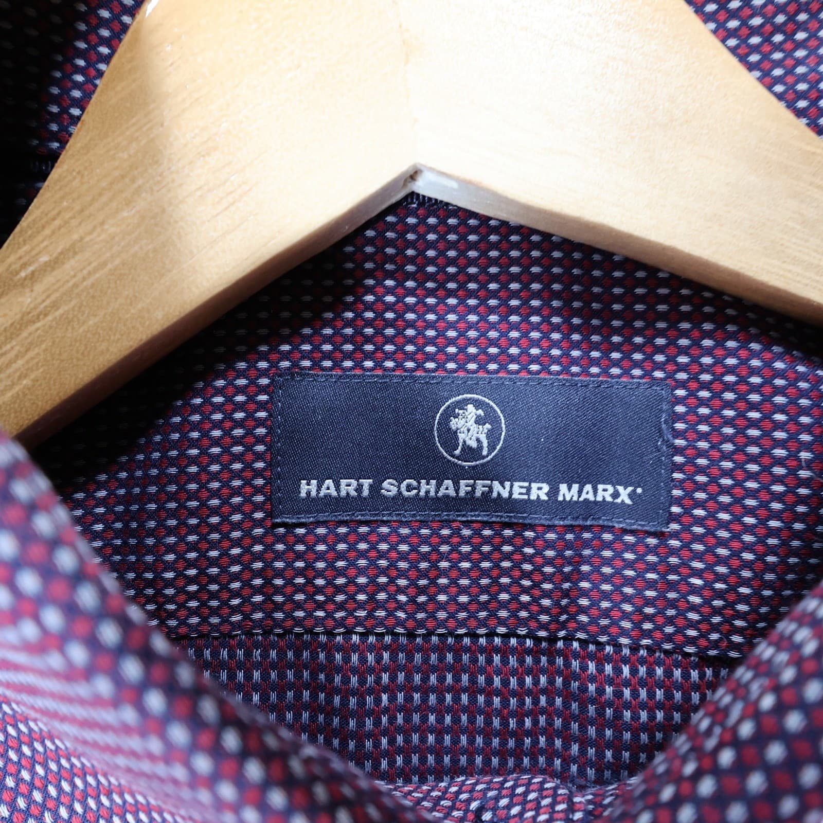 Hart Schaffner Marx Button Up Shirt Mens L Purple Excellent Micro Dot - Thumbnail 7