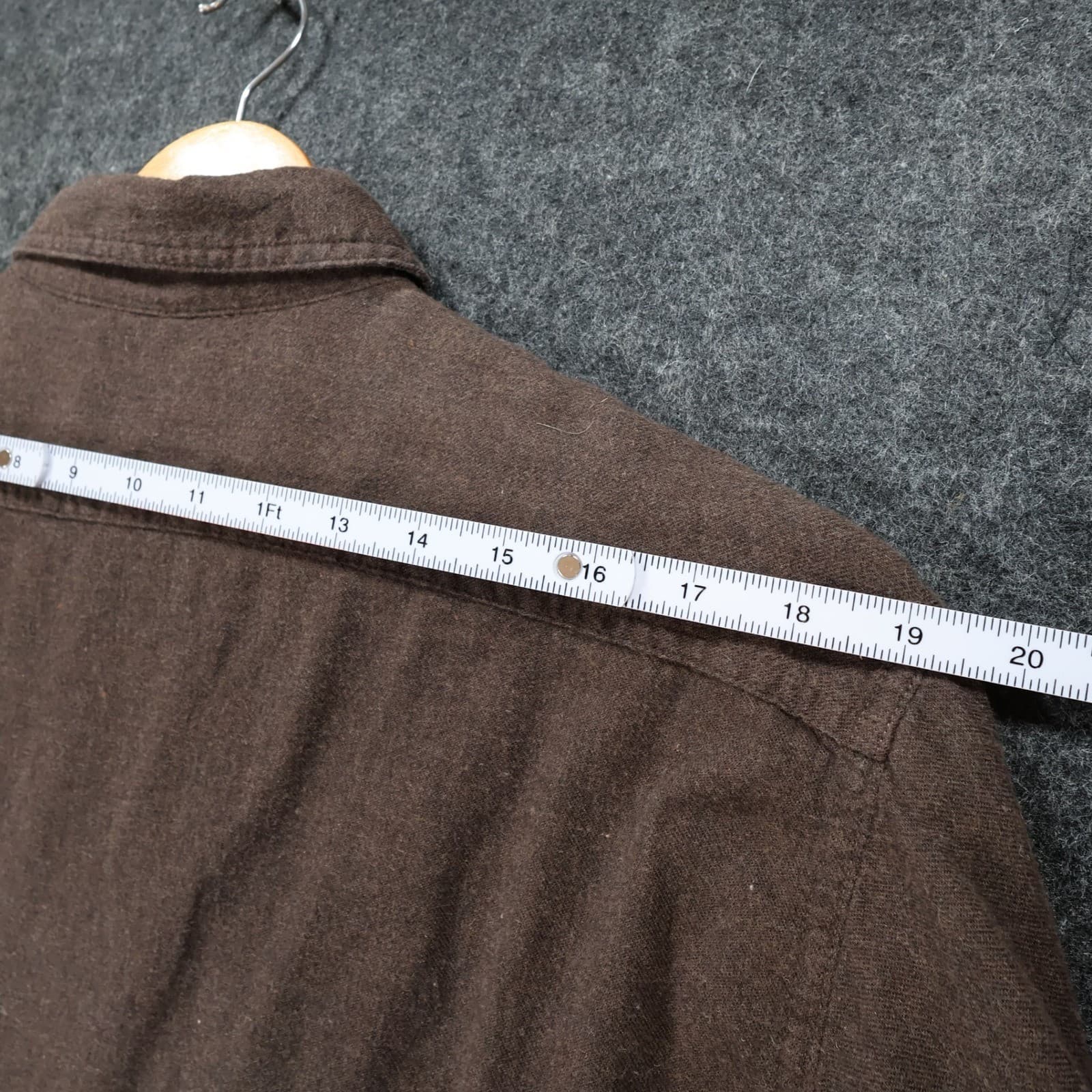 Roundtree & Yorke Button Up Mens Medium Brown Excellent Flannel Twill Shirt - Thumbnail 6