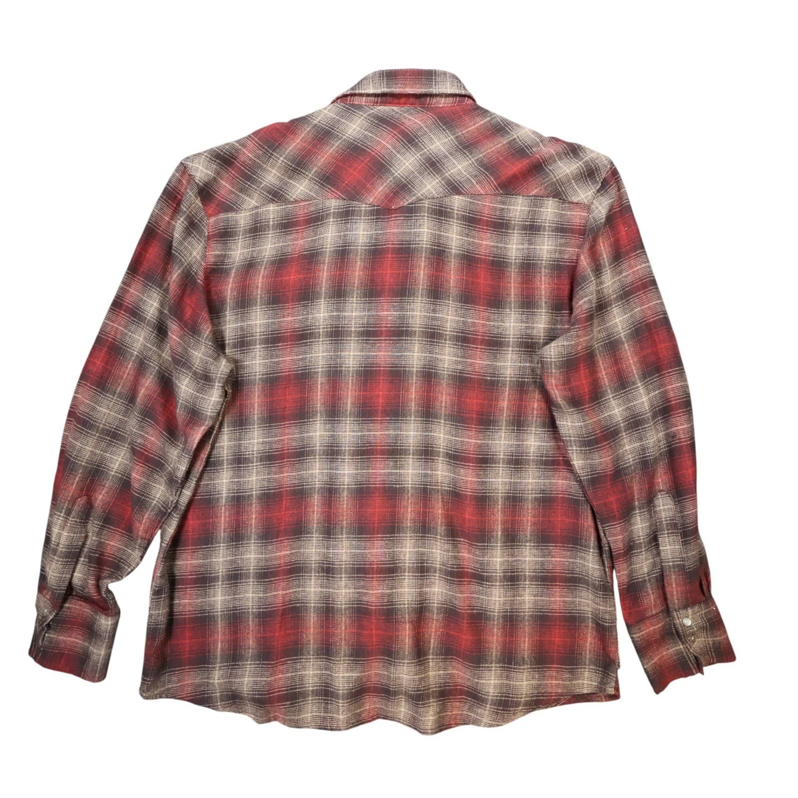 Canyon Guide Outfitters Flannel Shirt Mens XL Red Plaid Excellent Western Snap - Thumbnail 2