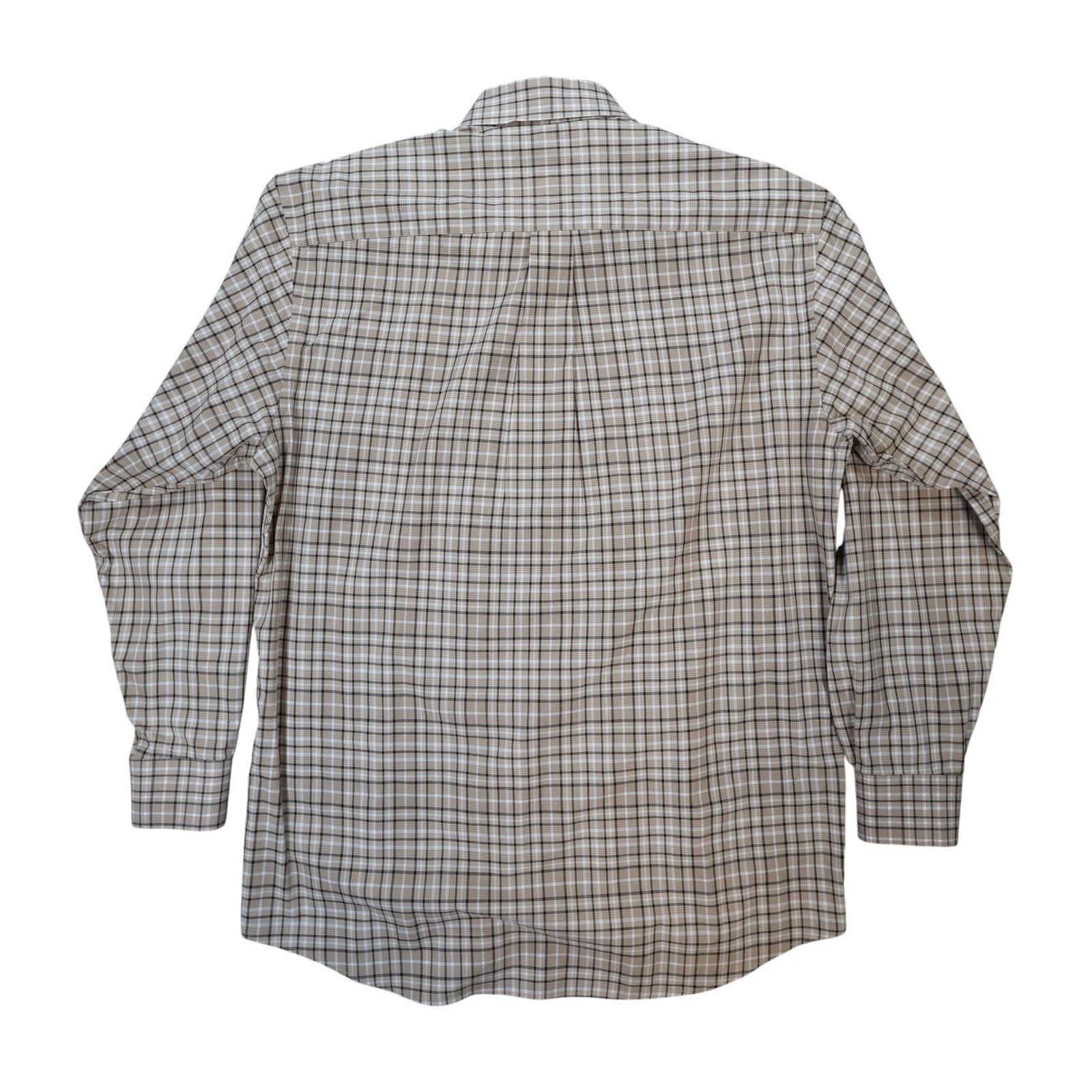 Jos. A. Bank Button Down Shirt Mens M Tan Excellent Plaid Cotton Long Sleeve - Thumbnail 2