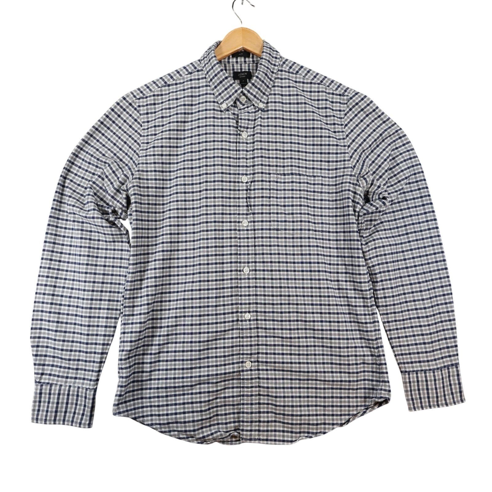 J.Crew Oxford Shirt Mens Medium Blue White 100% Cotton Slim Fit Button Down