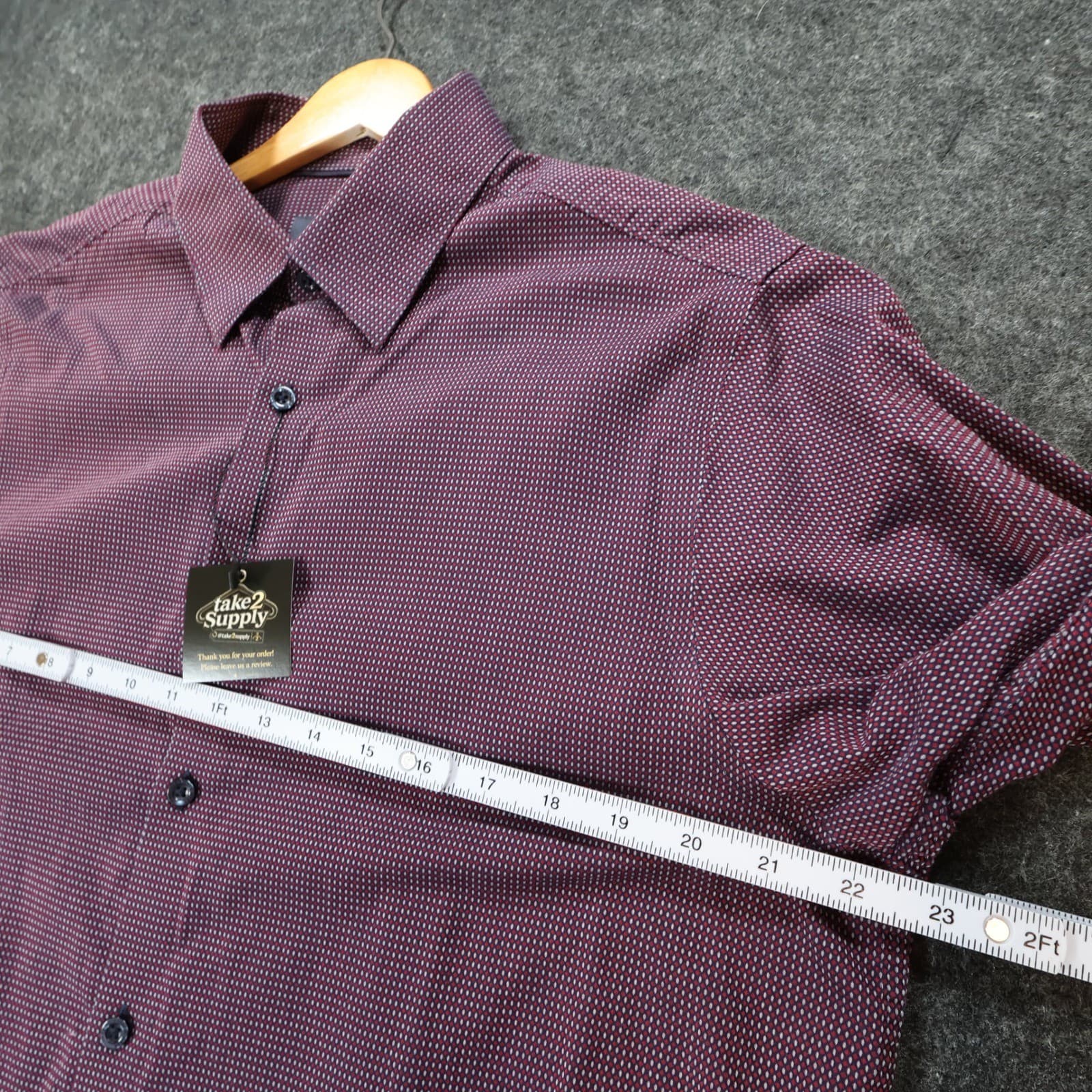 Hart Schaffner Marx Button Up Shirt Mens L Purple Excellent Micro Dot - Thumbnail 3