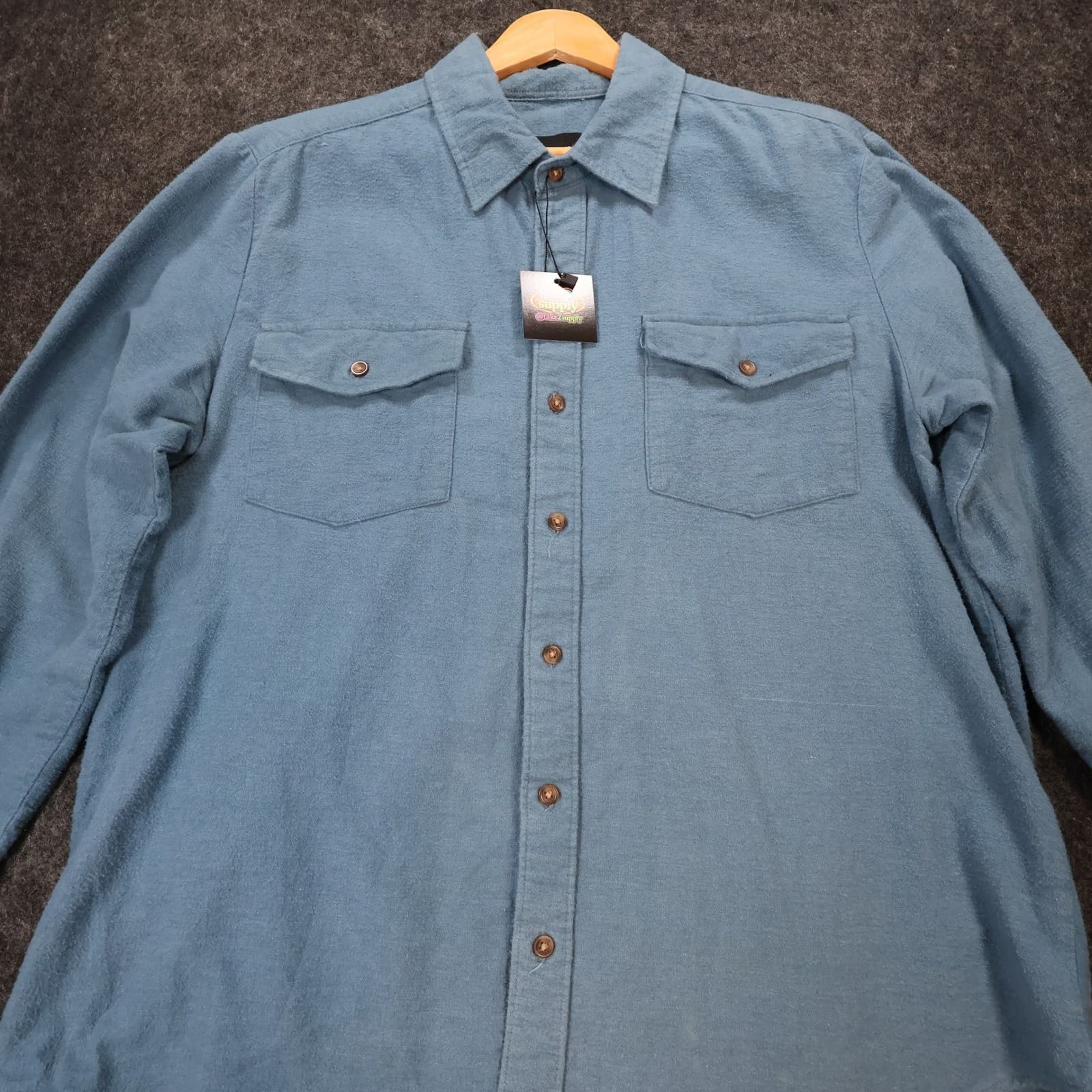 Stone Creek Button Up Shirt Mens M Blue Excellent Flannel Long Sleeve - Thumbnail 8