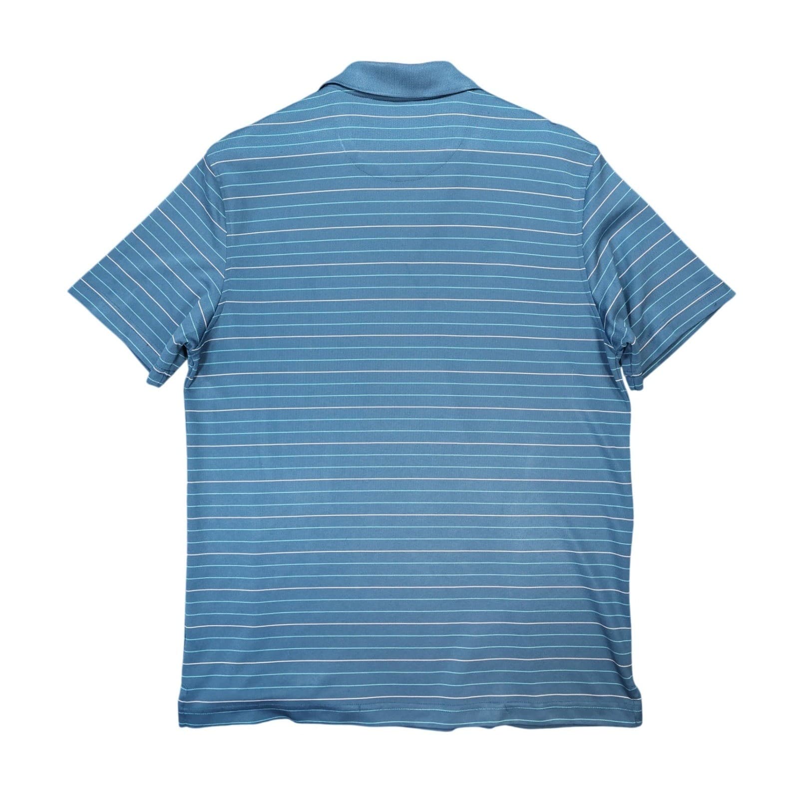 Van Heusen Studio Polo Shirt Mens M Blue Excellent Striped Short Sleeve - Thumbnail 2