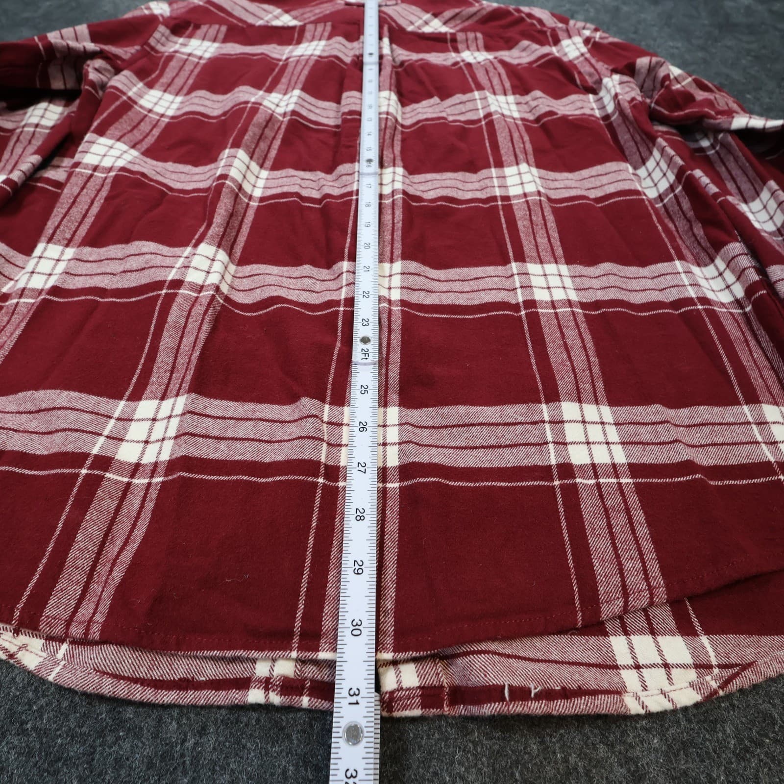 Legendary Whitetails Flannel Shirt Mens Large Maroon Excellent Plaid - Thumbnail 5