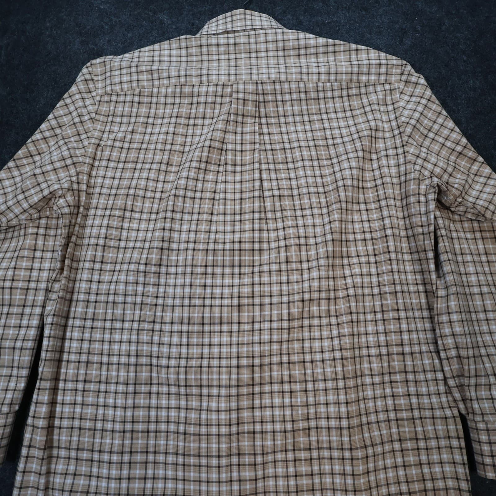 Jos. A. Bank Button Down Shirt Mens M Tan Excellent Plaid Cotton Long Sleeve - Thumbnail 9