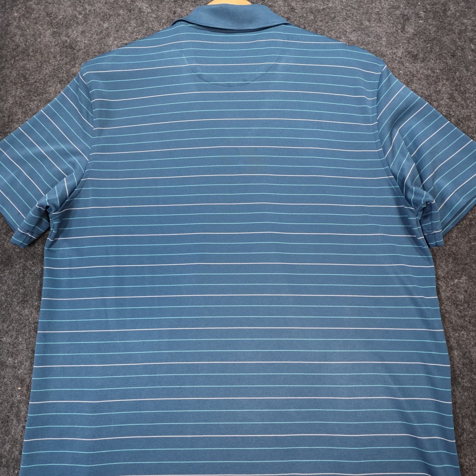 Van Heusen Studio Polo Shirt Mens M Blue Excellent Striped Short Sleeve - Thumbnail 9